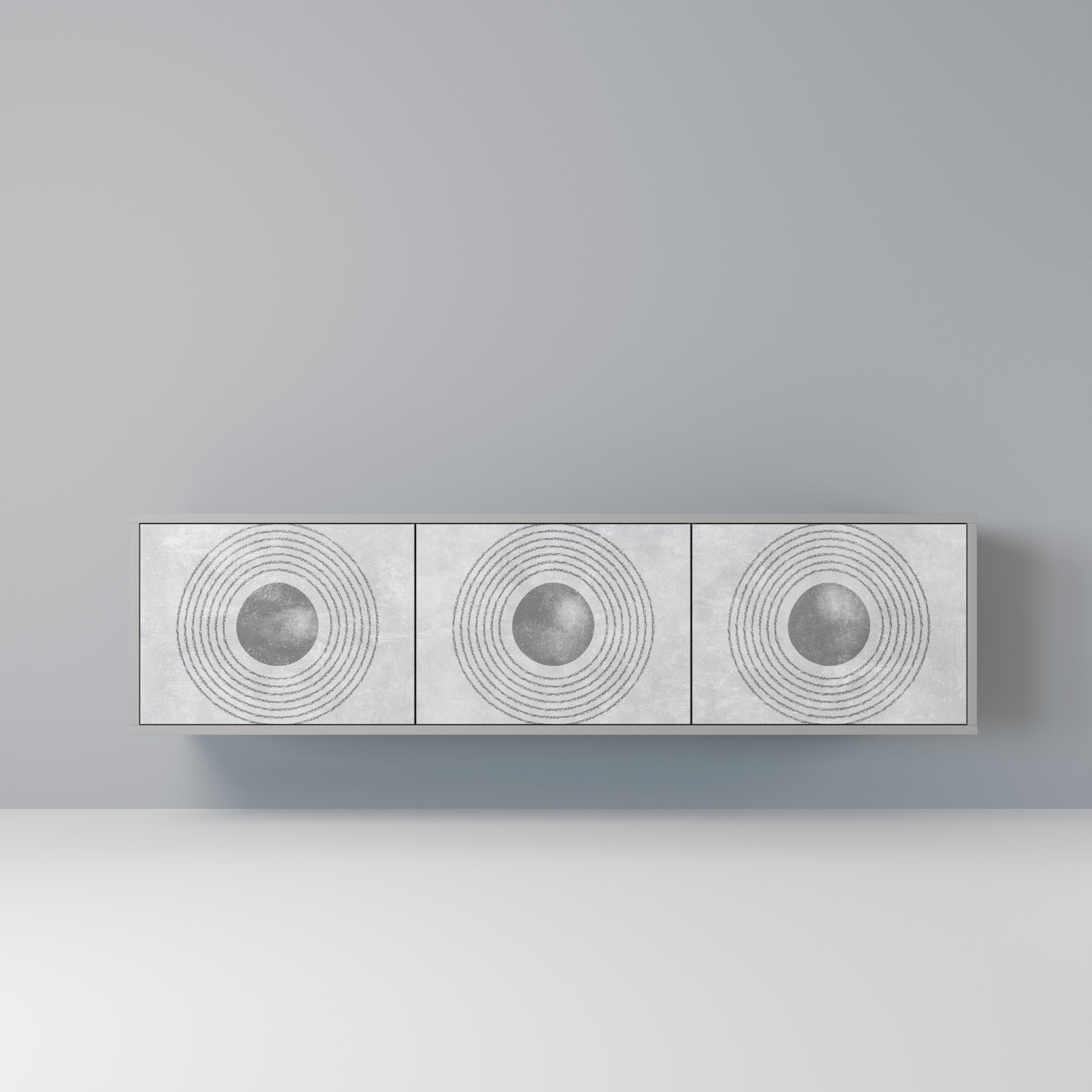 SOLID CIRCLES TV-Lowboard mit 3 Türen in Grau