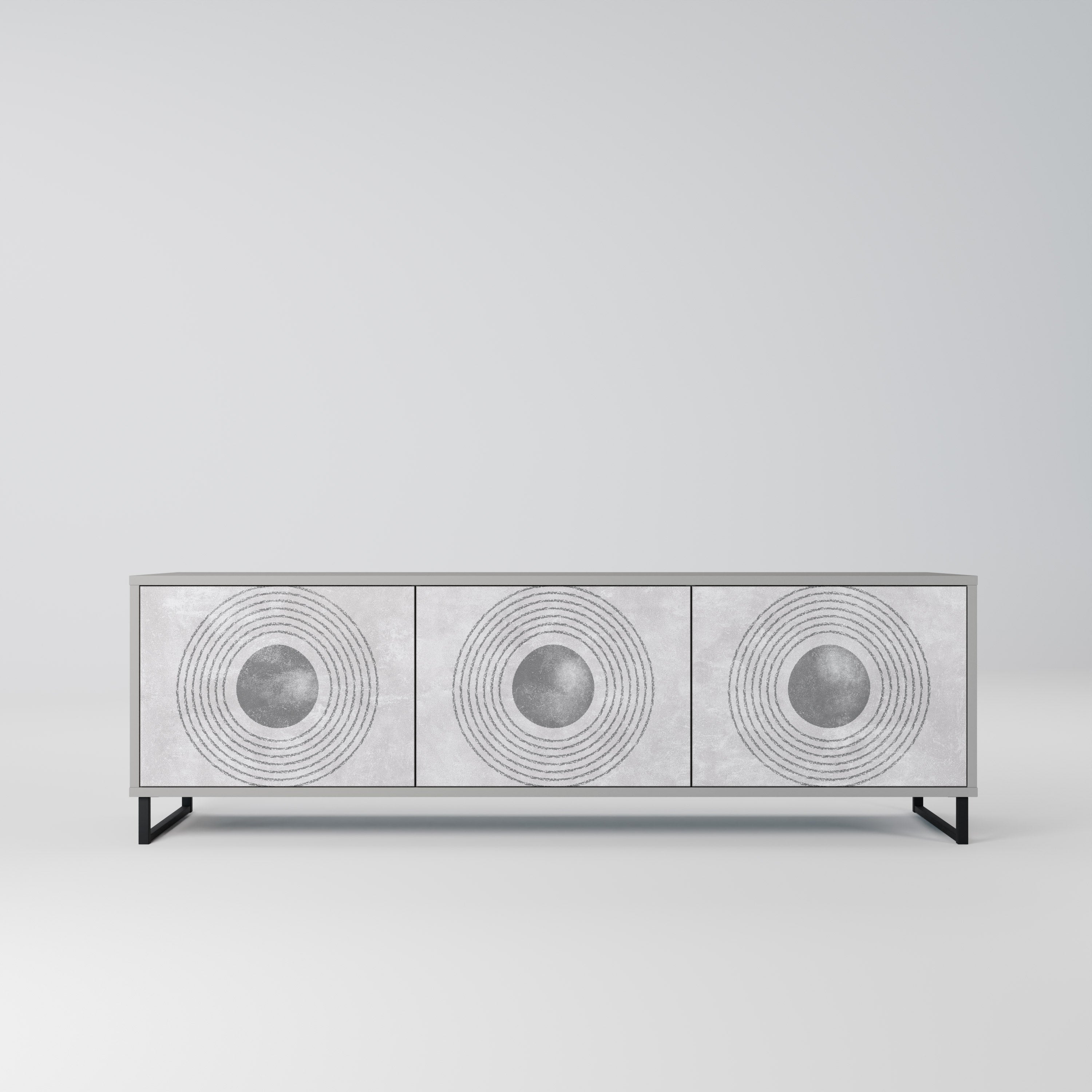 SOLID CIRCLES TV-Lowboard mit 3 Türen in Grau