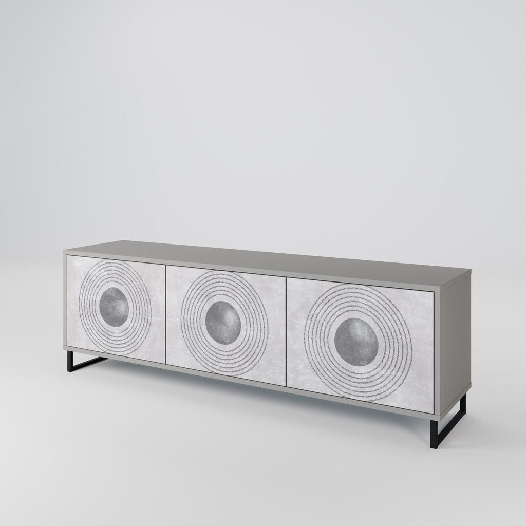 SOLID CIRCLES TV-Lowboard mit 3 Türen in Grau