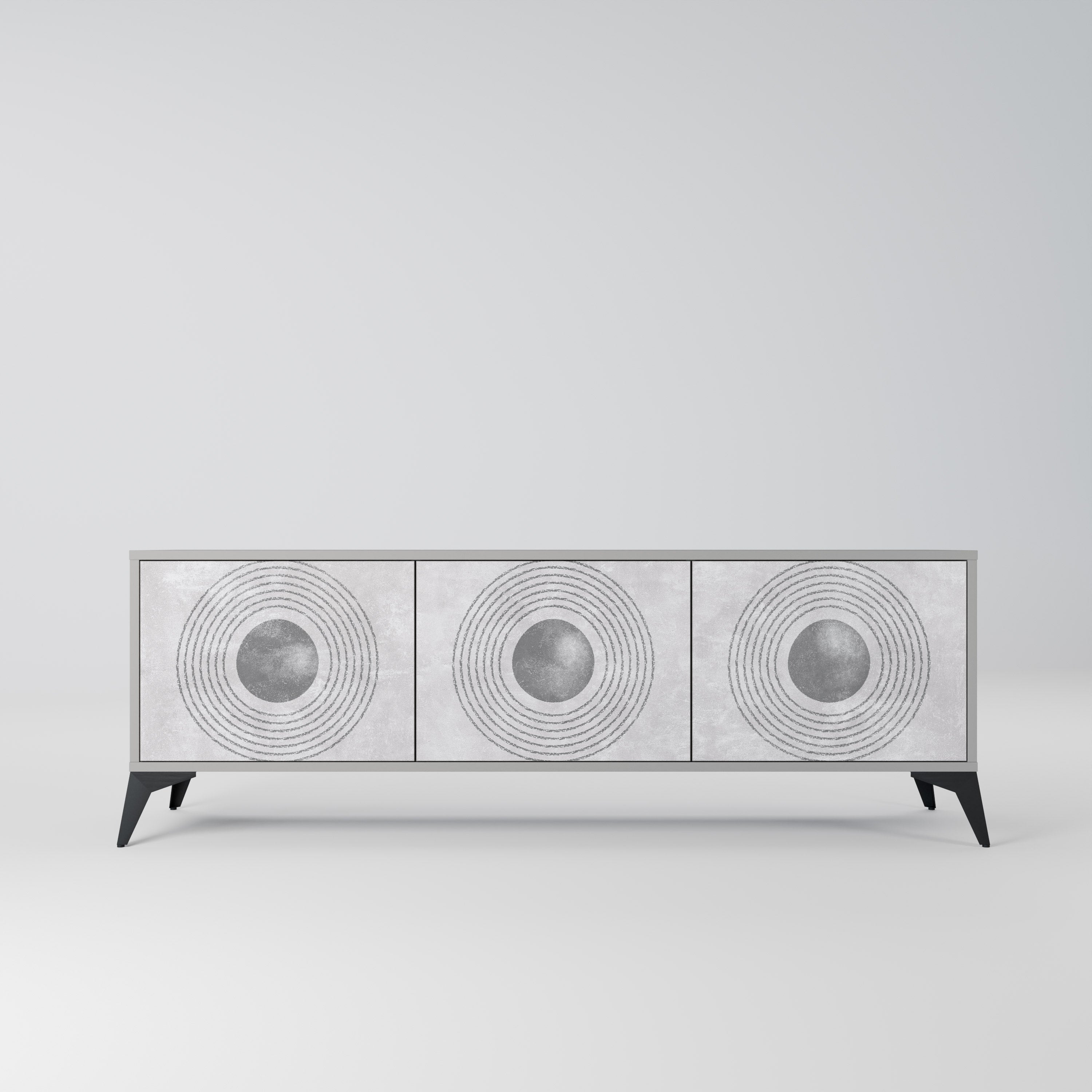 SOLID CIRCLES TV-Lowboard mit 3 Türen in Grau