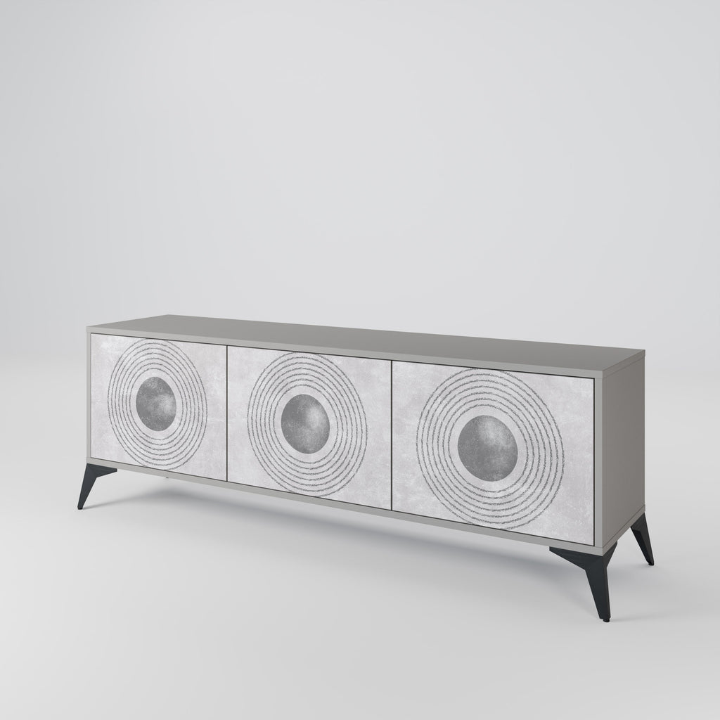SOLID CIRCLES TV-Lowboard mit 3 Türen in Grau