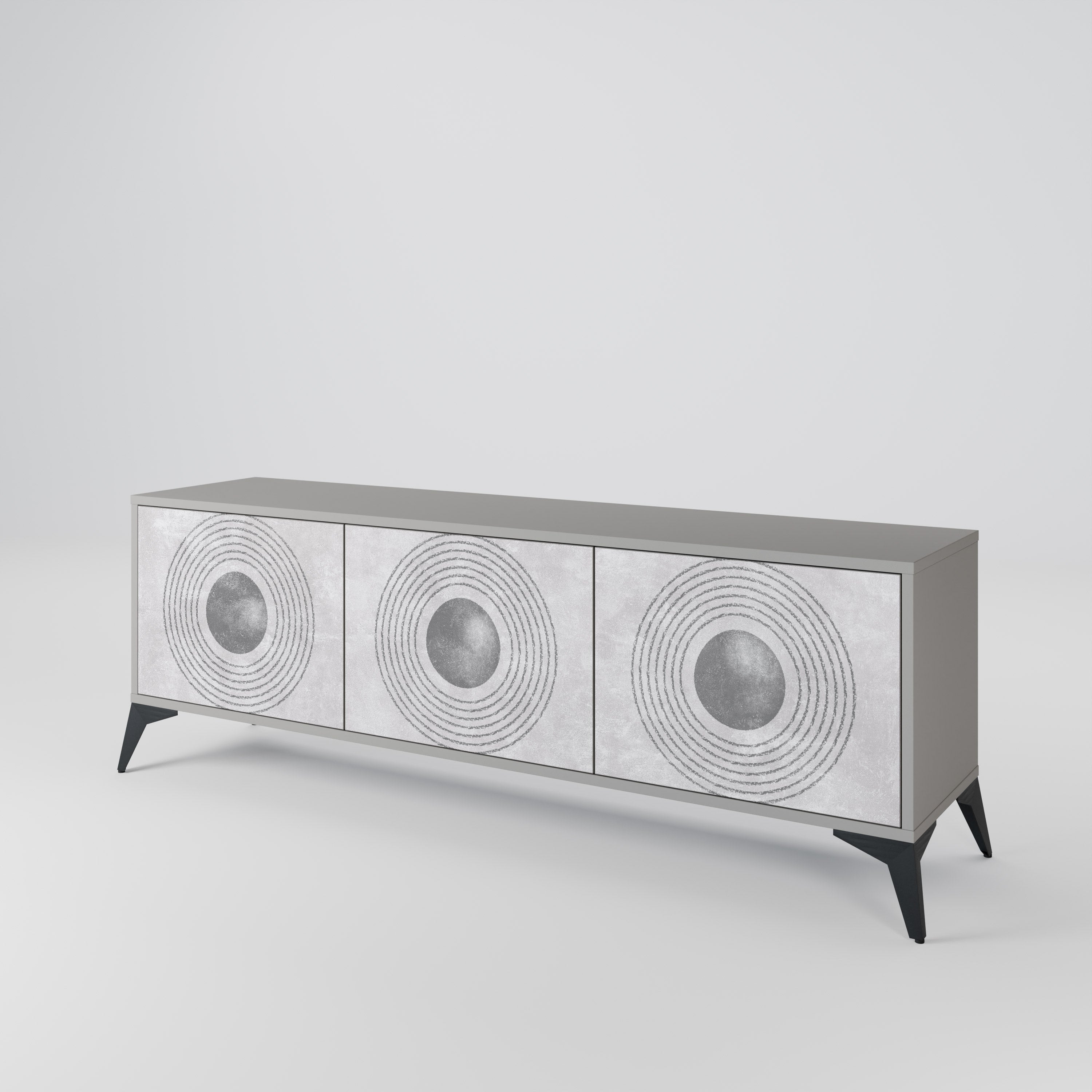 SOLID CIRCLES TV-Lowboard mit 3 Türen in Grau