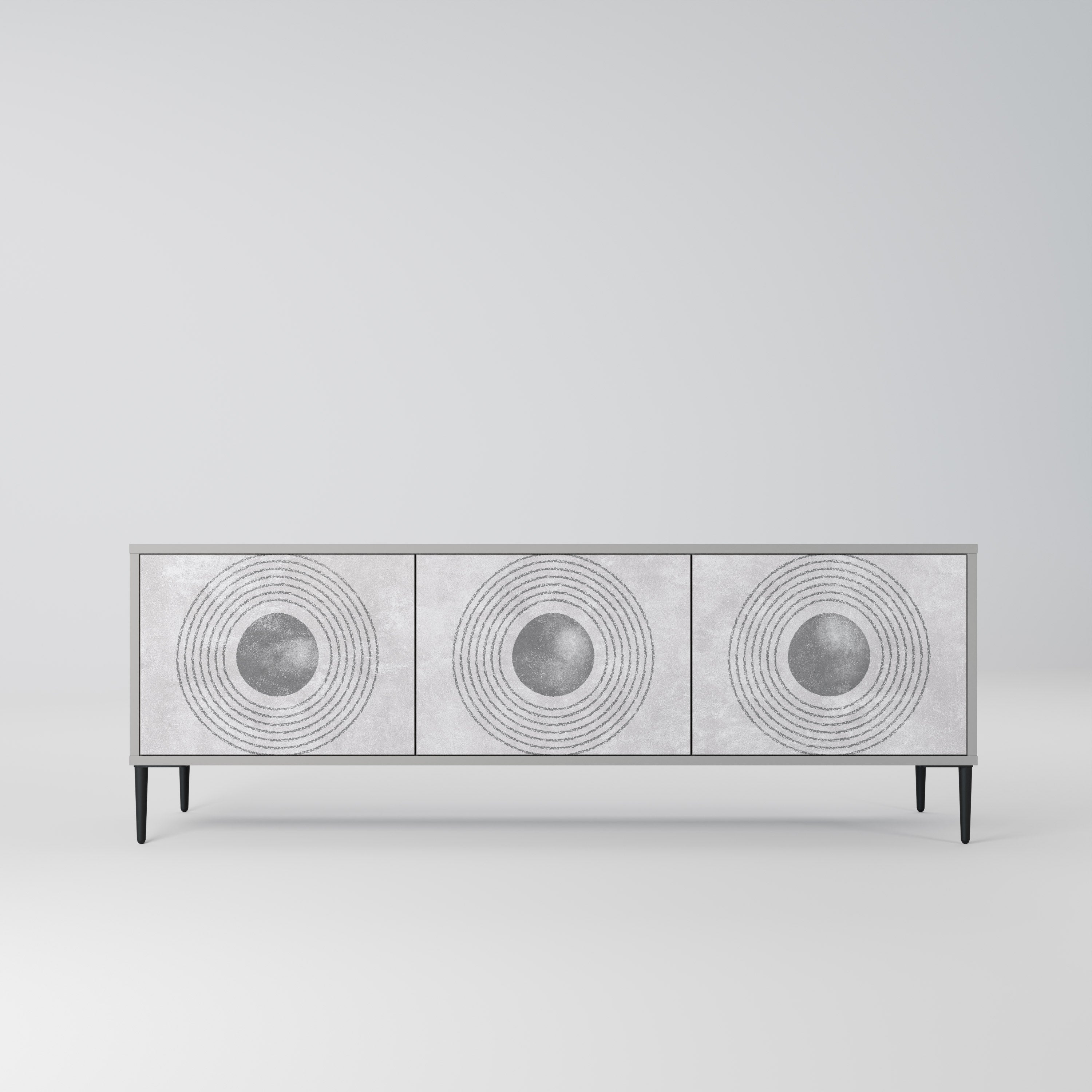 SOLID CIRCLES TV-Lowboard mit 3 Türen in Grau