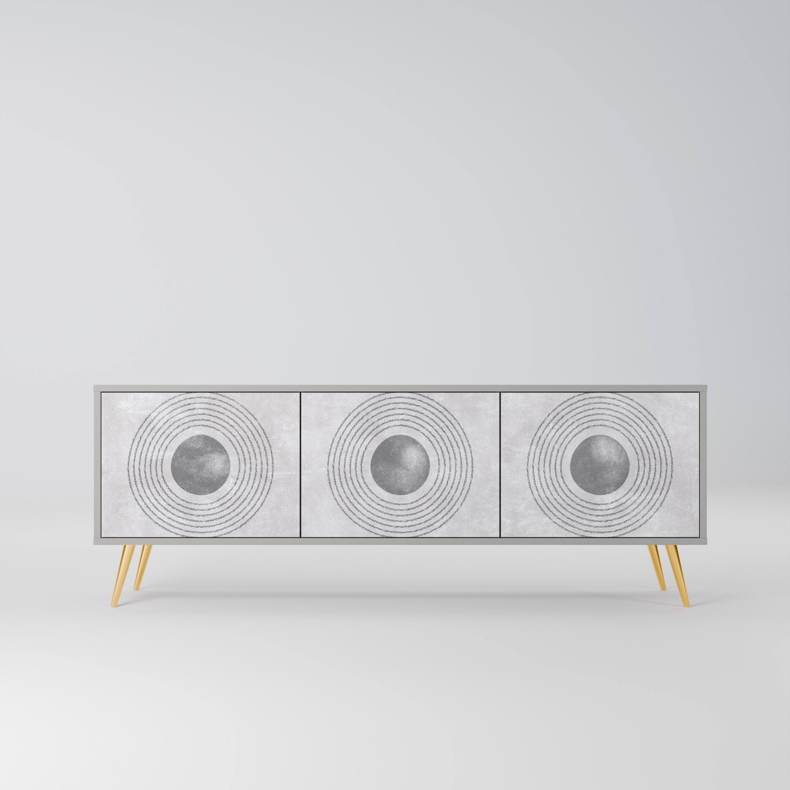 SOLID CIRCLES TV-Lowboard mit 3 Türen in Grau