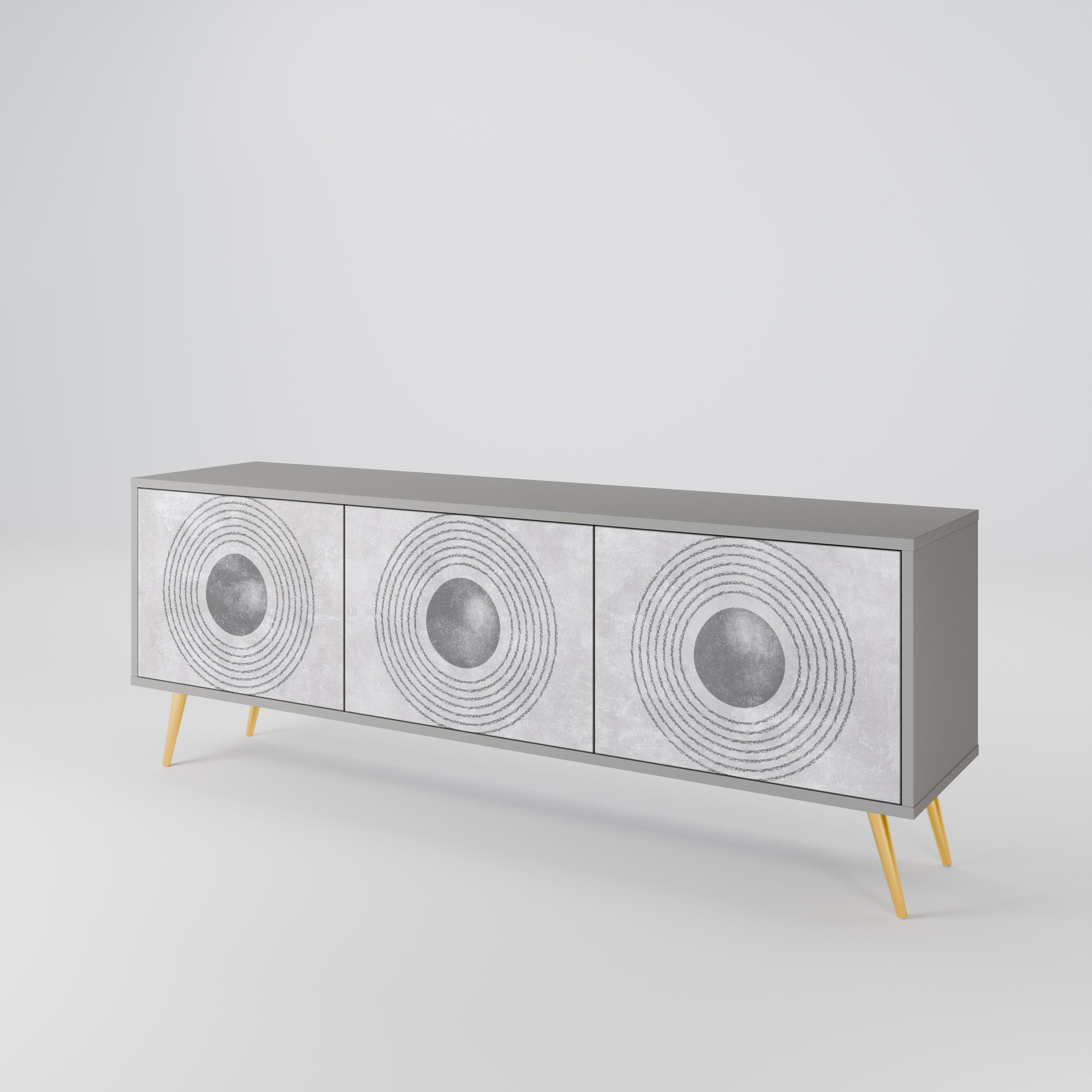 SOLID CIRCLES TV-Lowboard mit 3 Türen in Grau