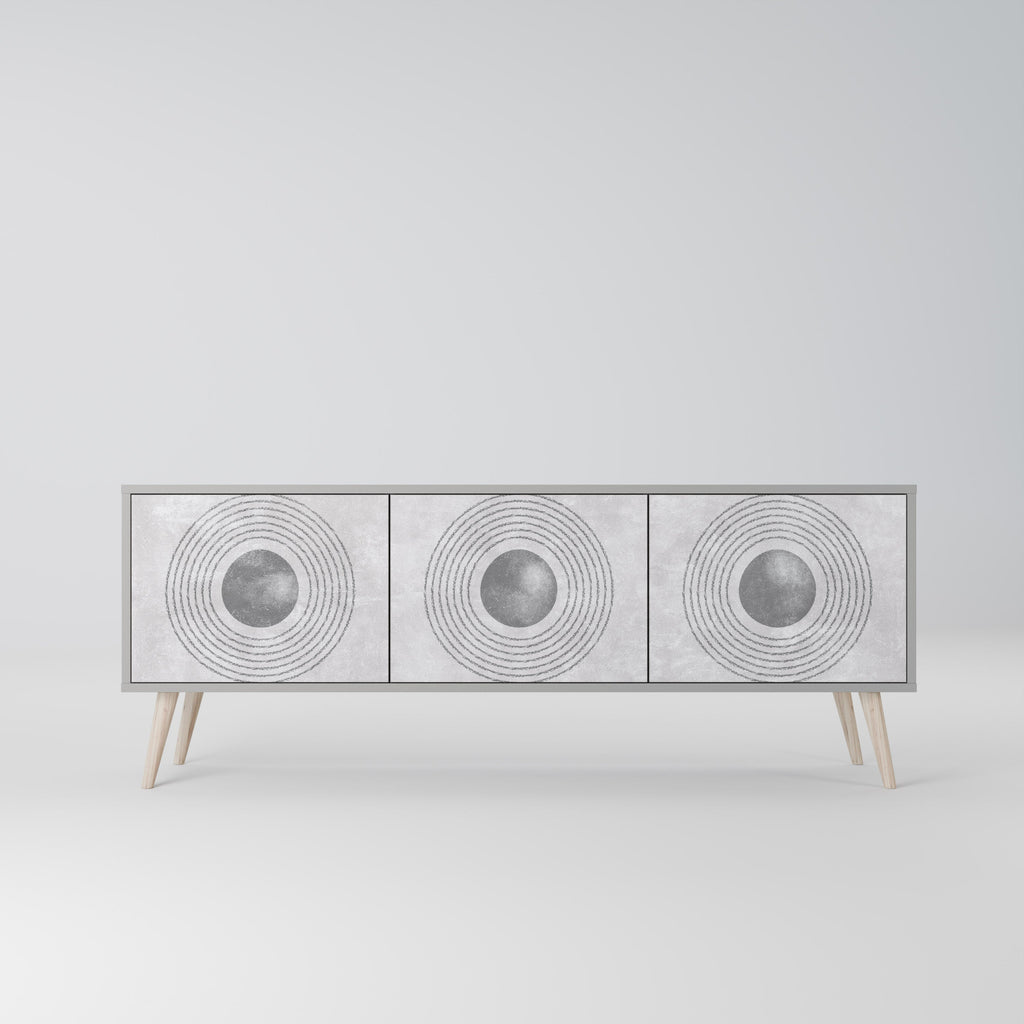 SOLID CIRCLES TV-Lowboard mit 3 Türen in Grau