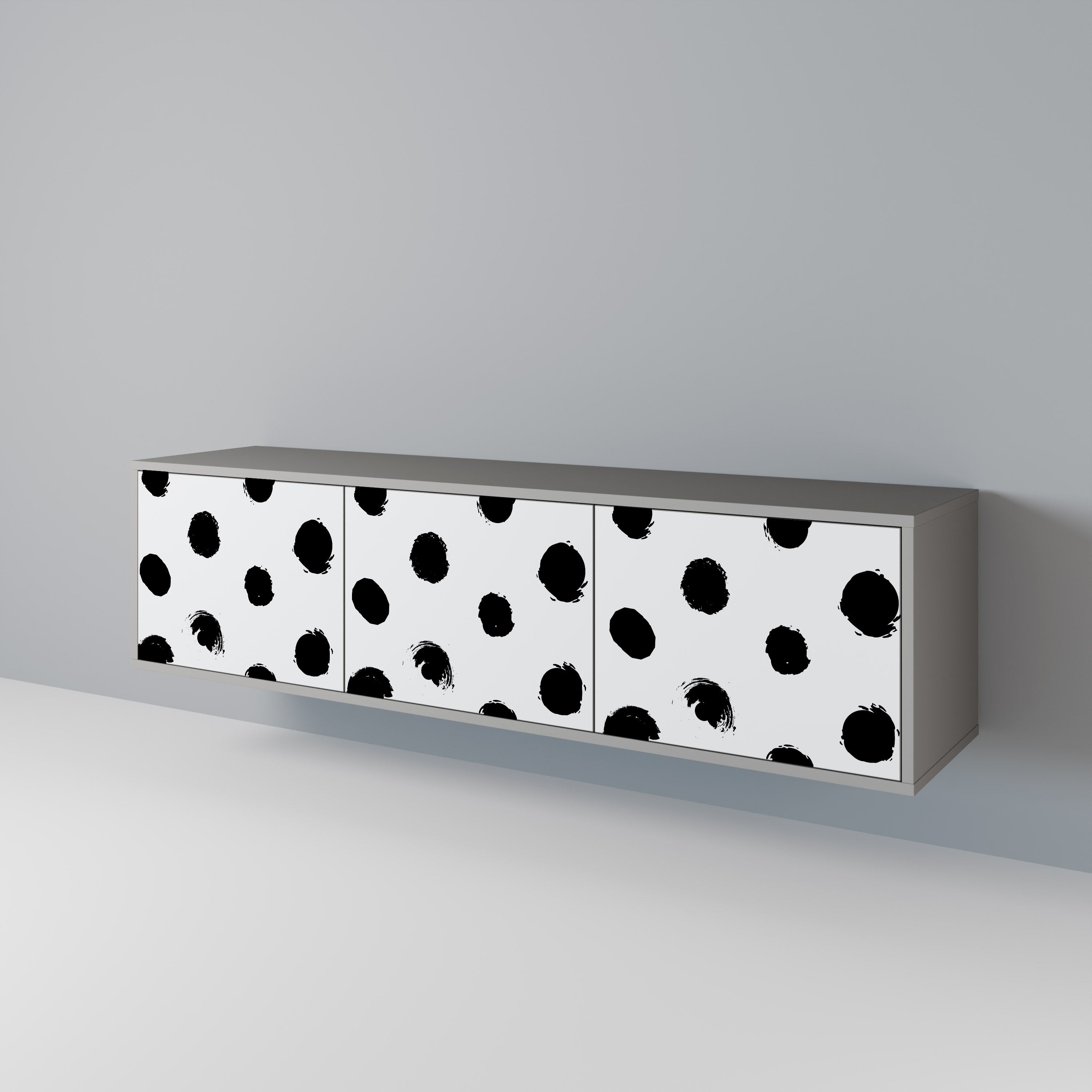 SLIPPING MINUTES 3-Door TV Stand in Grey Finish