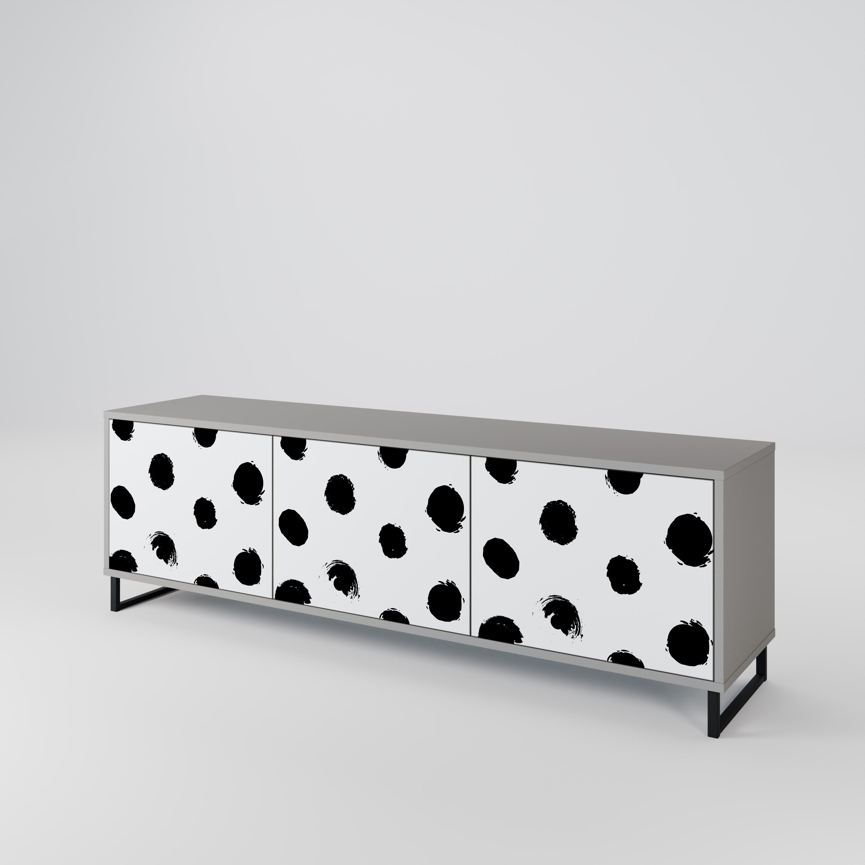 SLIPPING MINUTES 3-Door TV Stand in Grey Finish