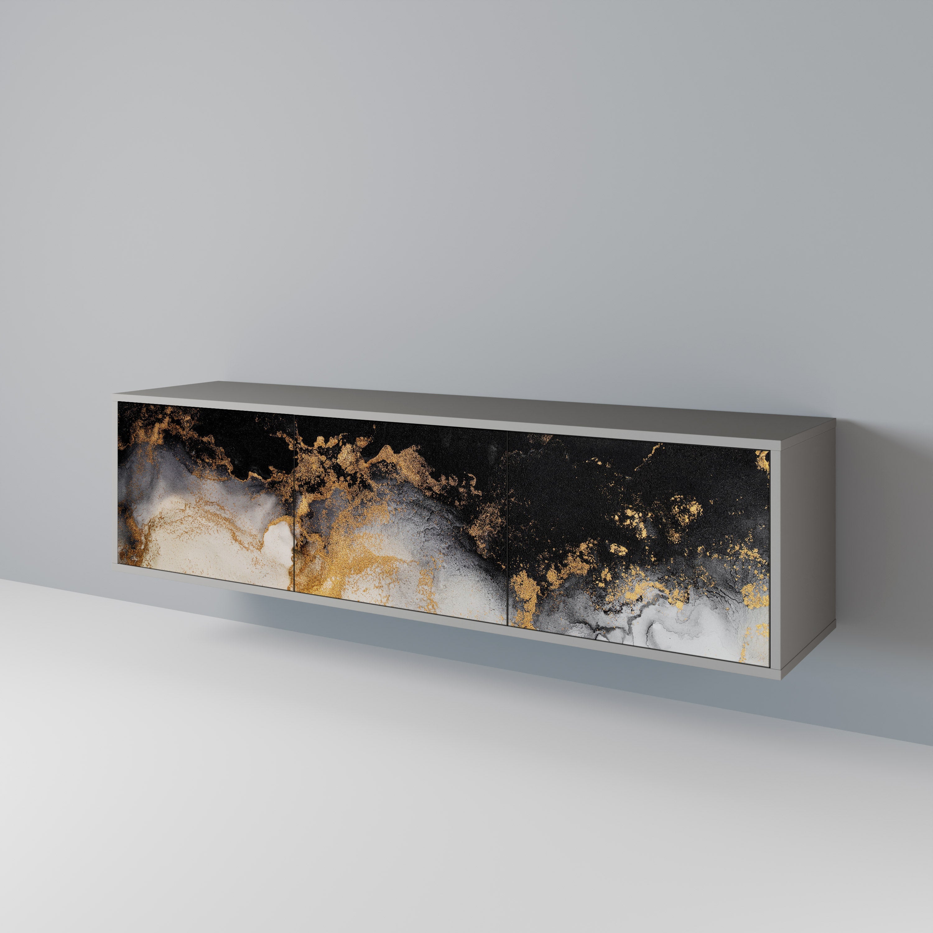 MARBLE OF TOMMORROW TV-Lowboard mit 3 Türen in Grau