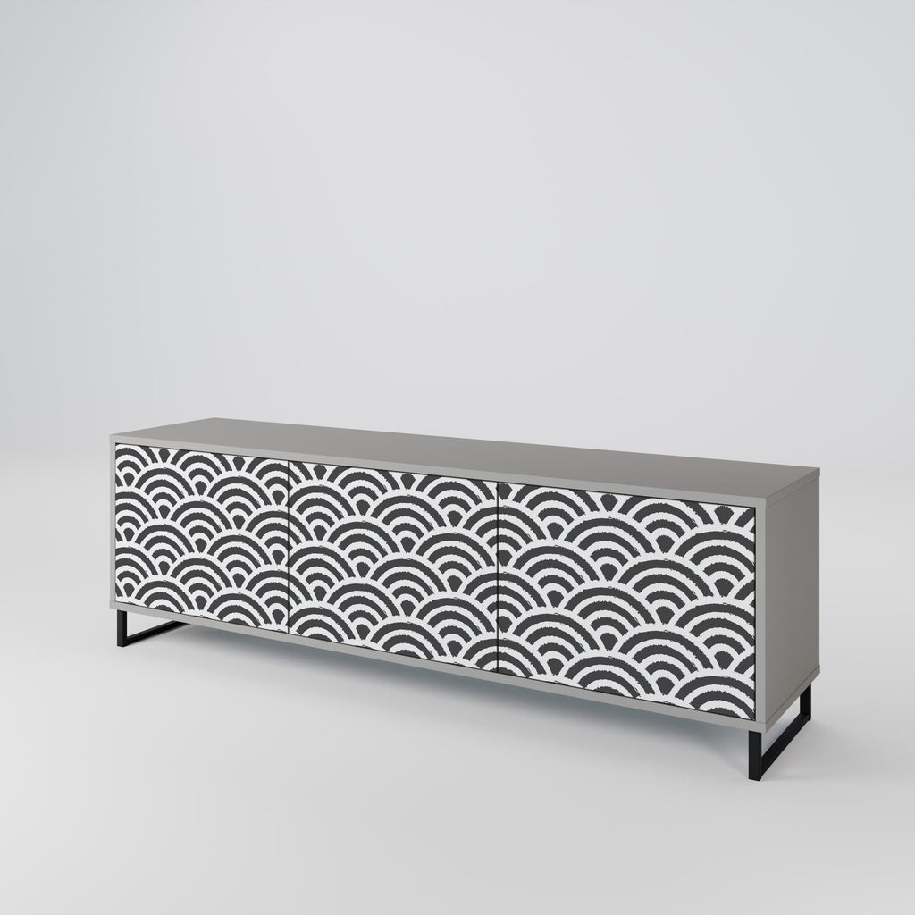 GLOOMY HOST TV-Lowboard mit 3 Türen in Grau