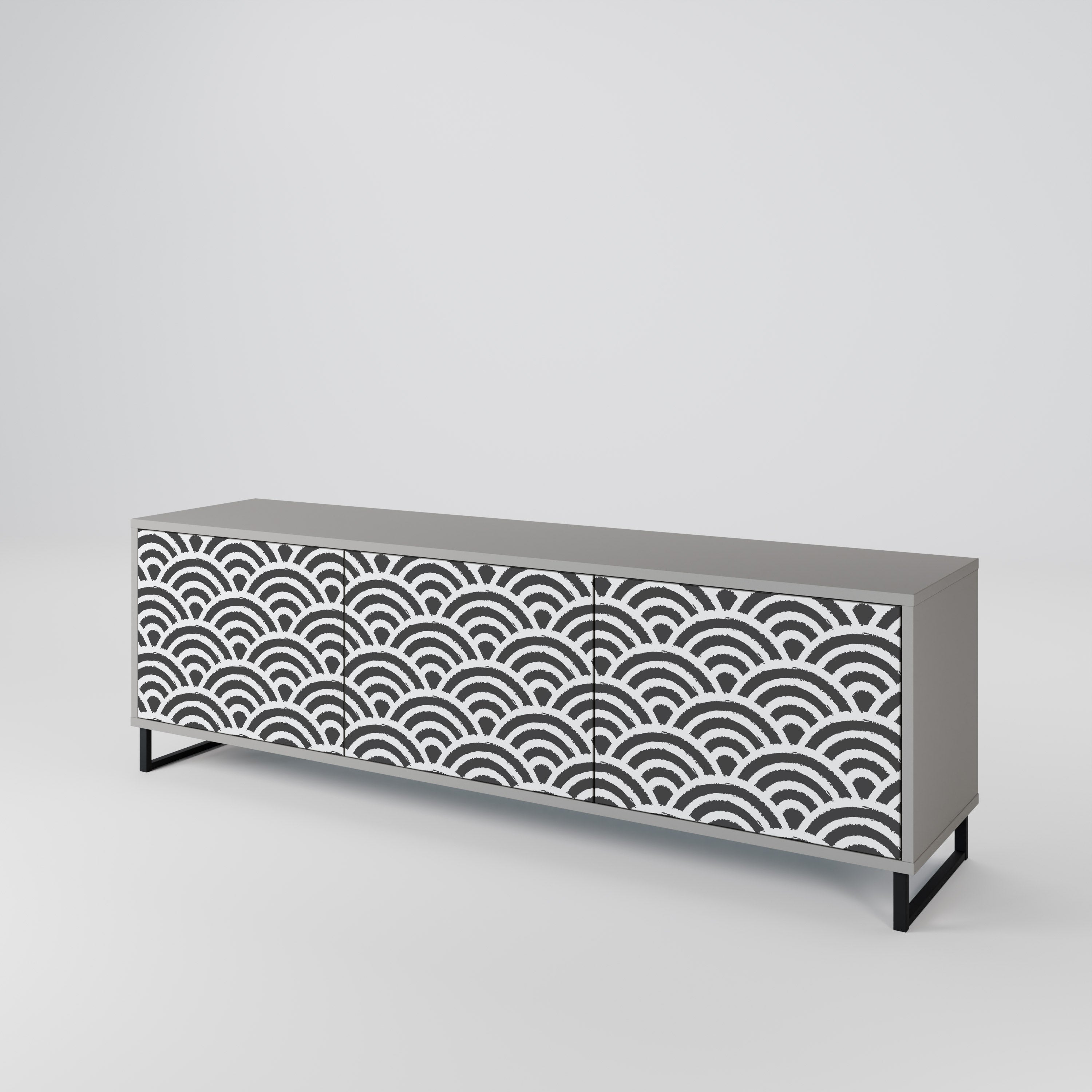 GLOOMY HOST TV-Lowboard mit 3 Türen in Grau