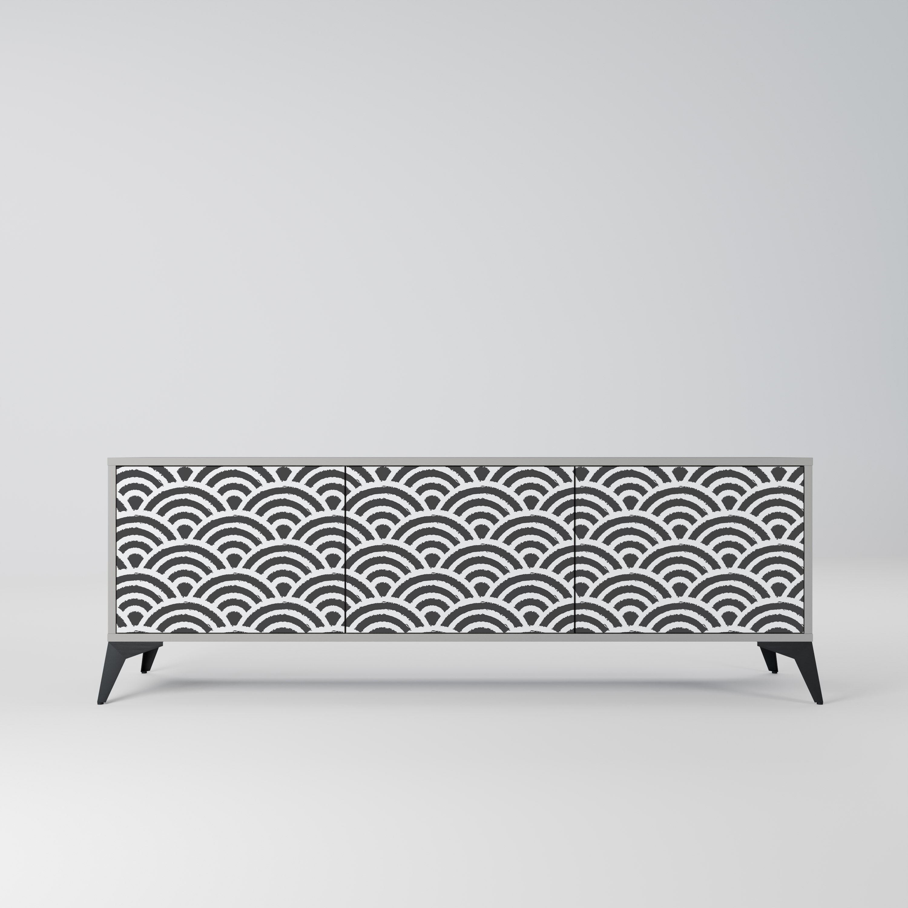 GLOOMY HOST TV-Lowboard mit 3 Türen in Grau