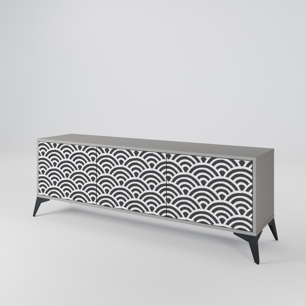 GLOOMY HOST TV-Lowboard mit 3 Türen in Grau