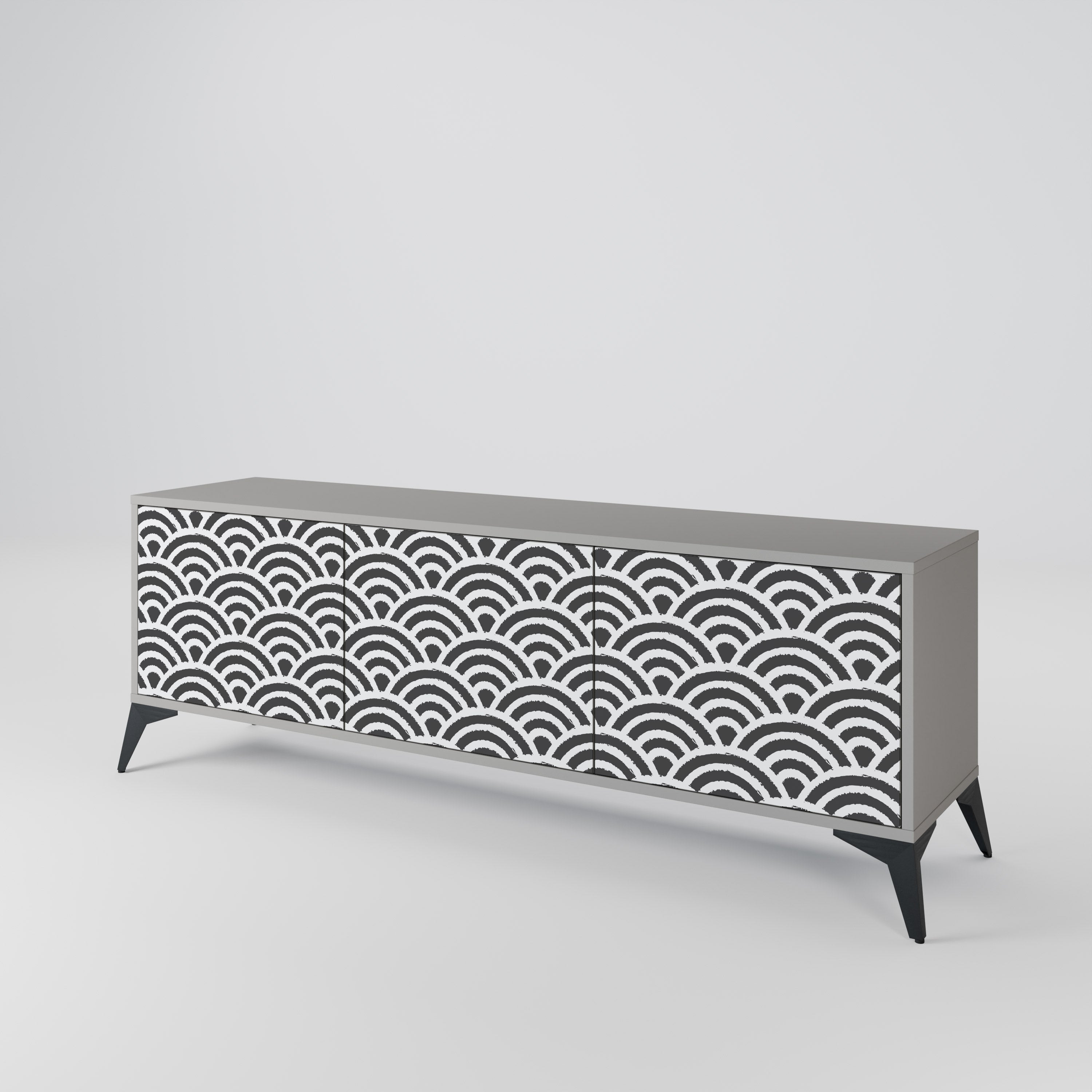 GLOOMY HOST TV-Lowboard mit 3 Türen in Grau