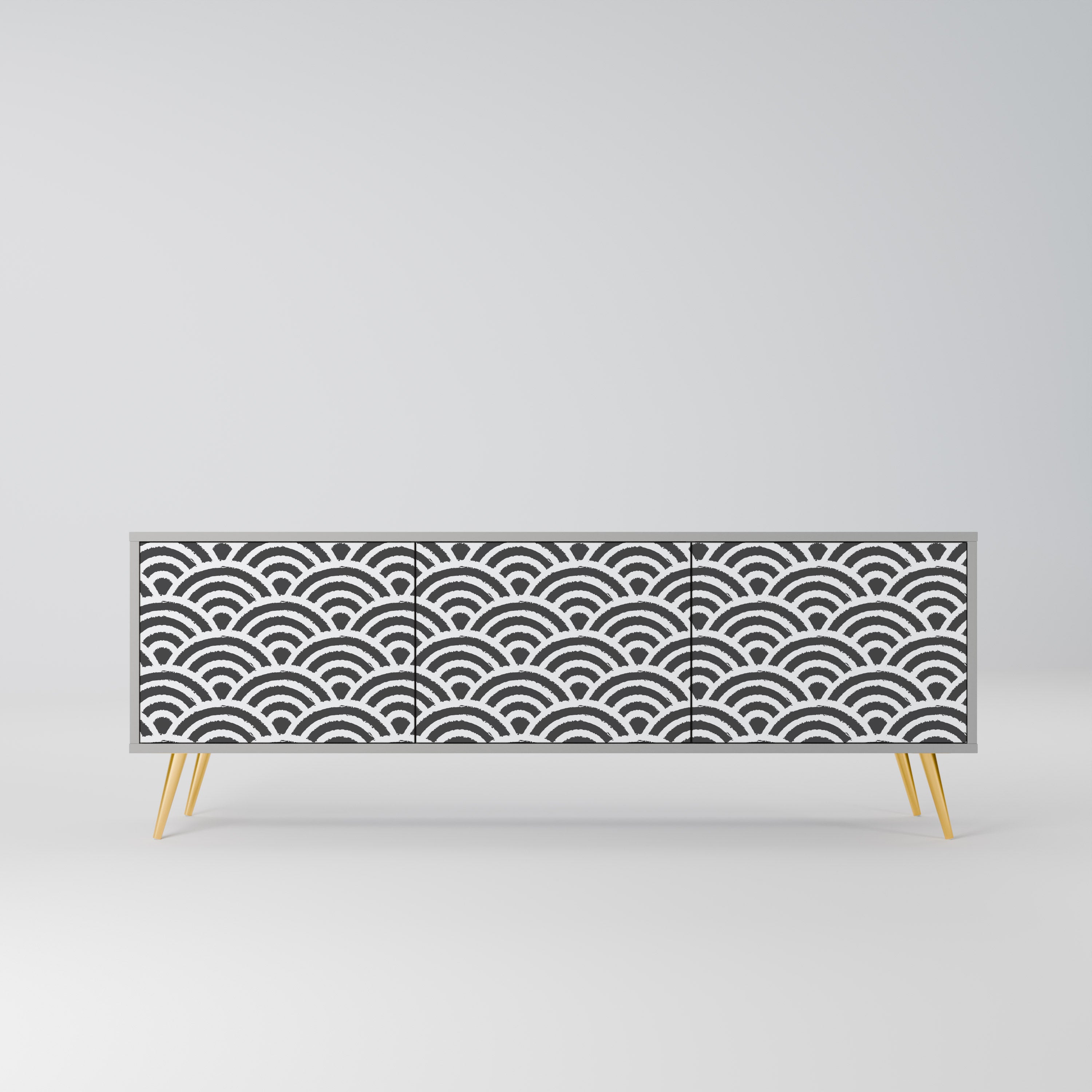 GLOOMY HOST TV-Lowboard mit 3 Türen in Grau