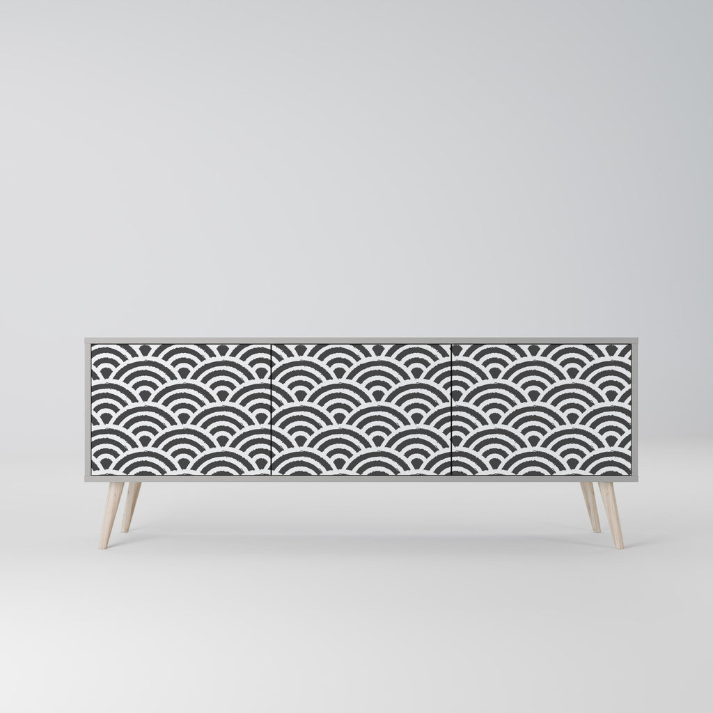 GLOOMY HOST TV-Lowboard mit 3 Türen in Grau