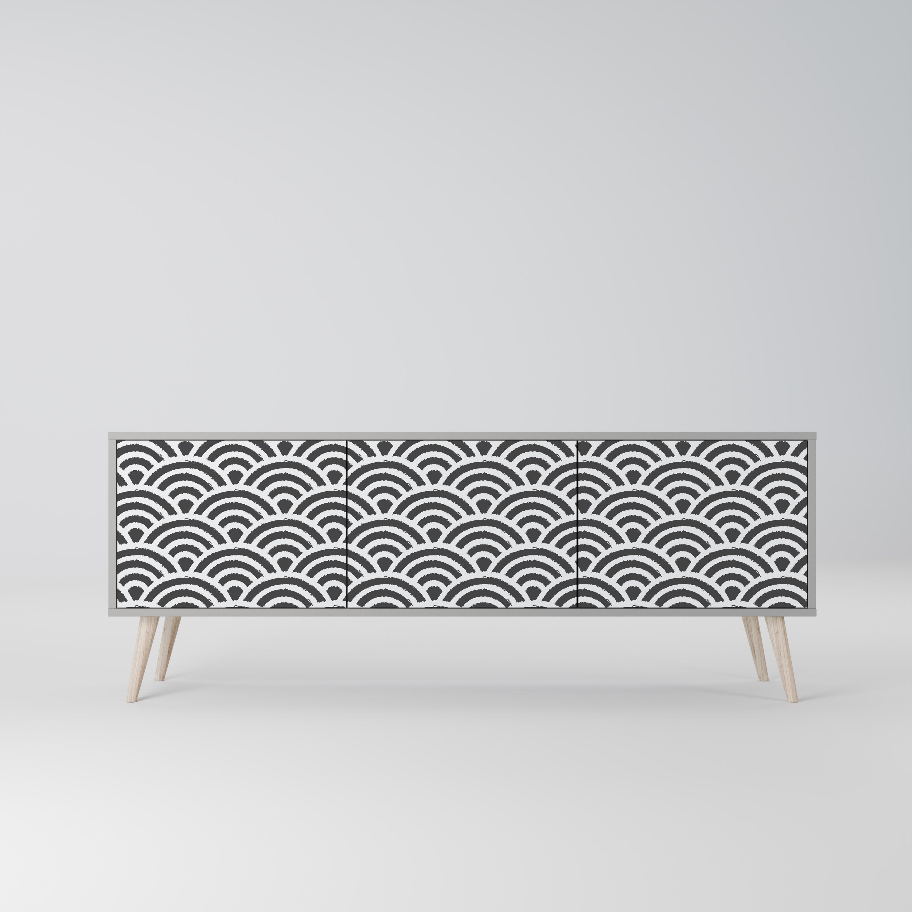 GLOOMY HOST TV-Lowboard mit 3 Türen in Grau