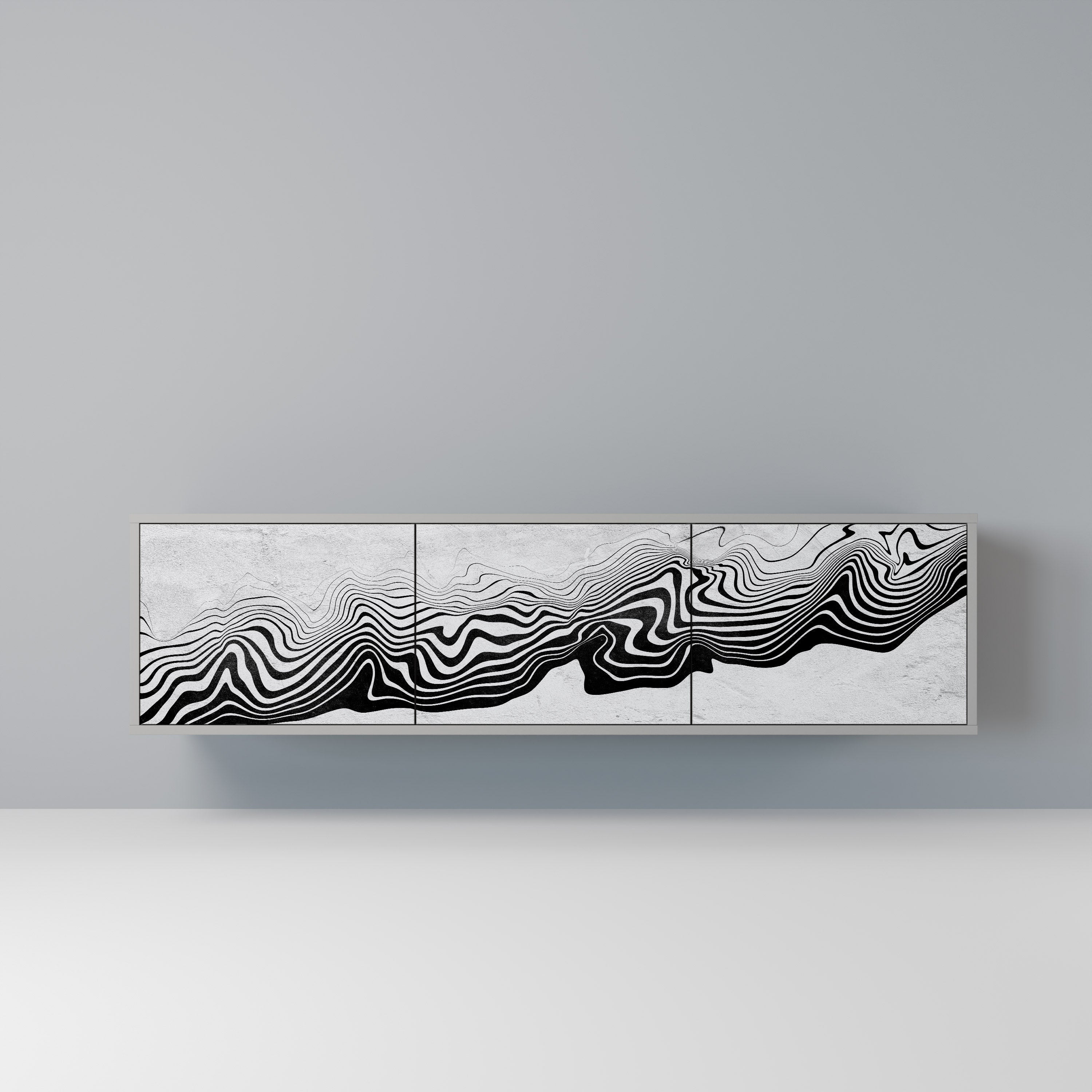 MONOCHROME MIRAGE TV-Lowboard mit 3 Türen in Grau