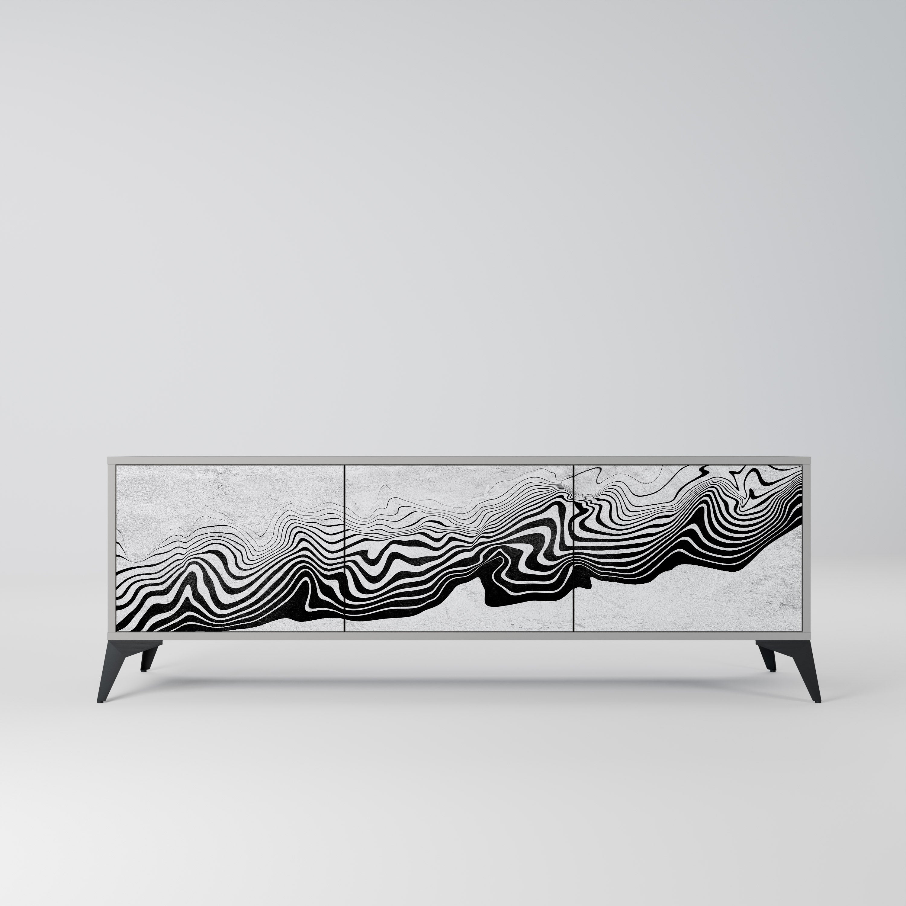 MONOCHROME MIRAGE TV-Lowboard mit 3 Türen in Grau