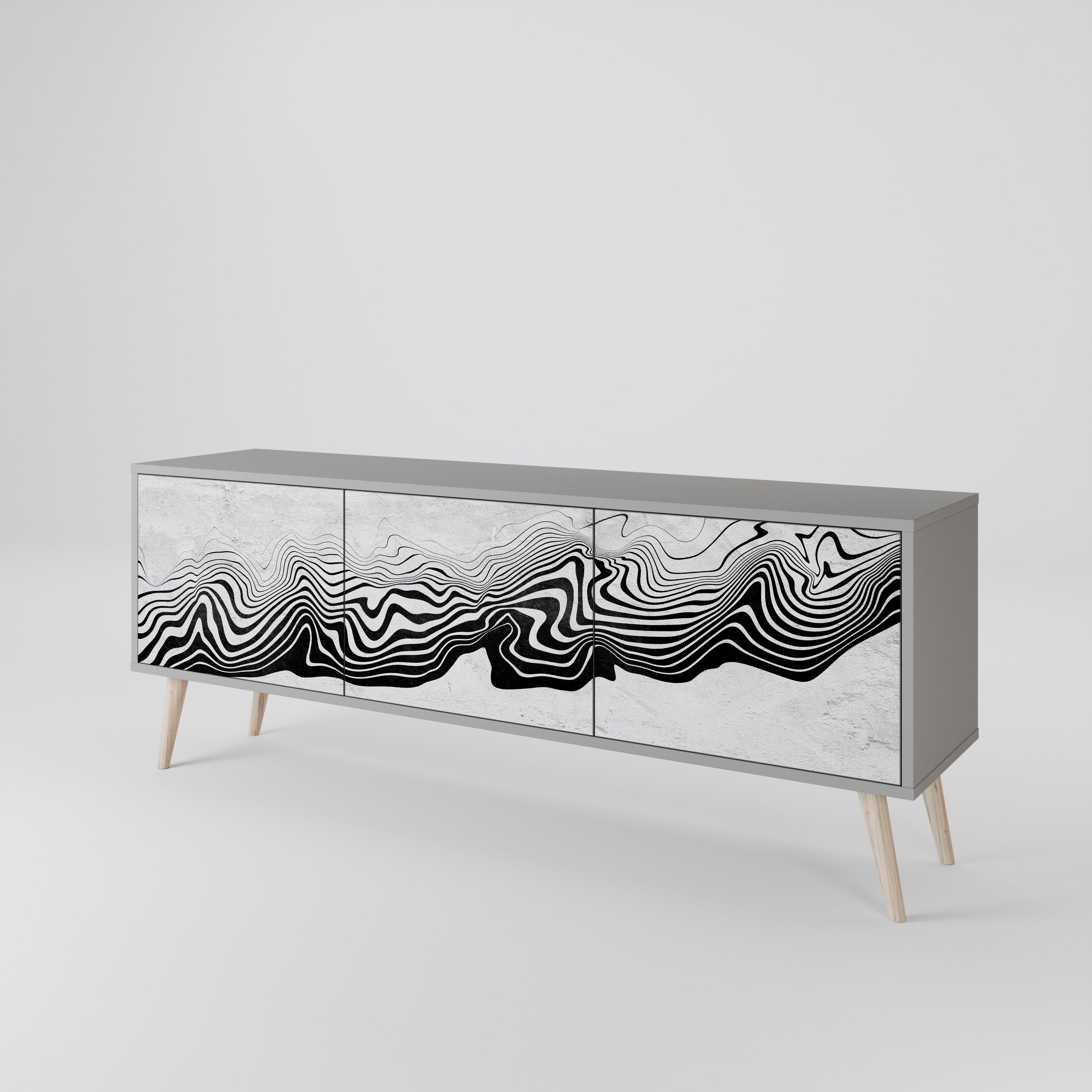 MONOCHROME MIRAGE TV-Lowboard mit 3 Türen in Grau