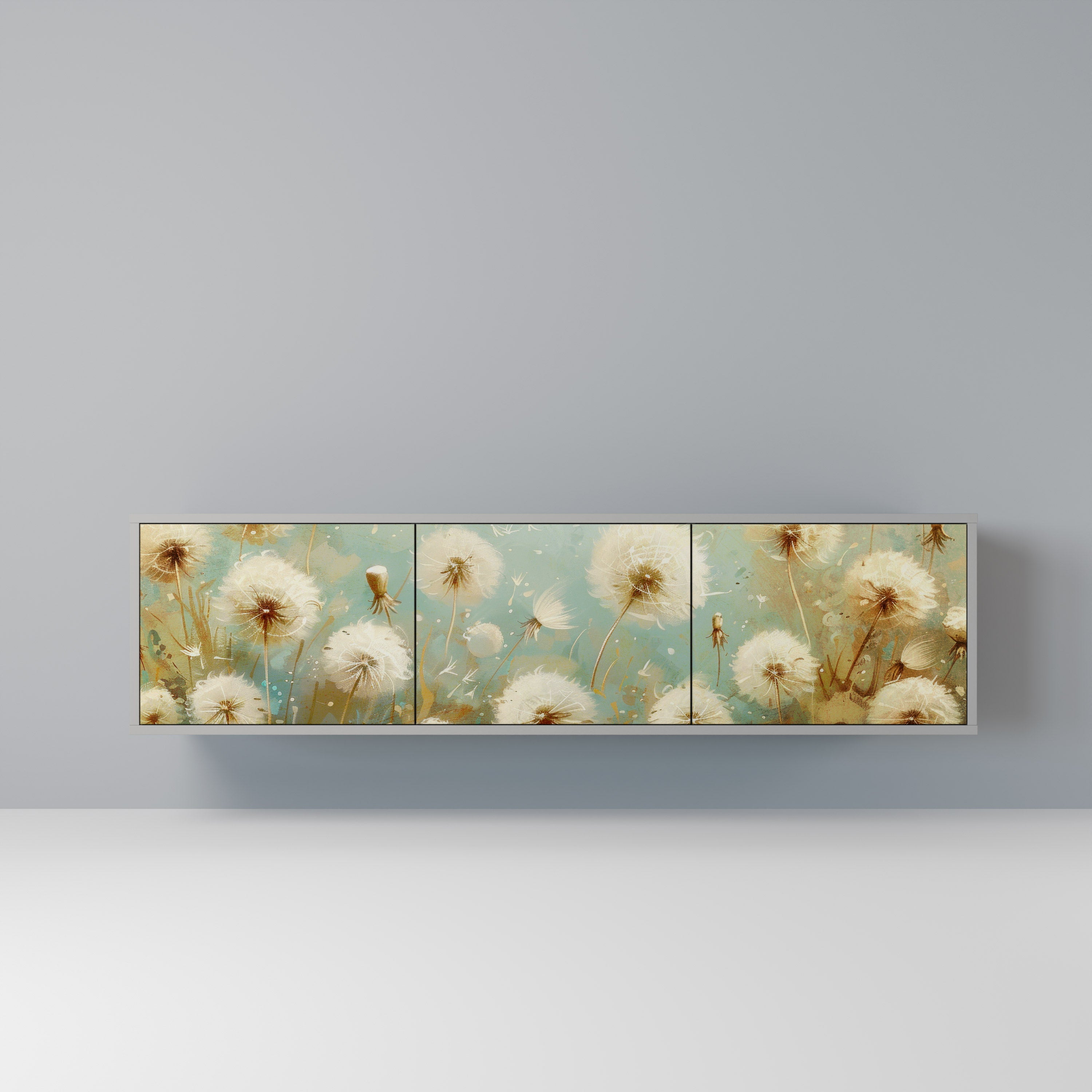 DREAMY MEADOW TV-Lowboard mit 3 Türen in Grau