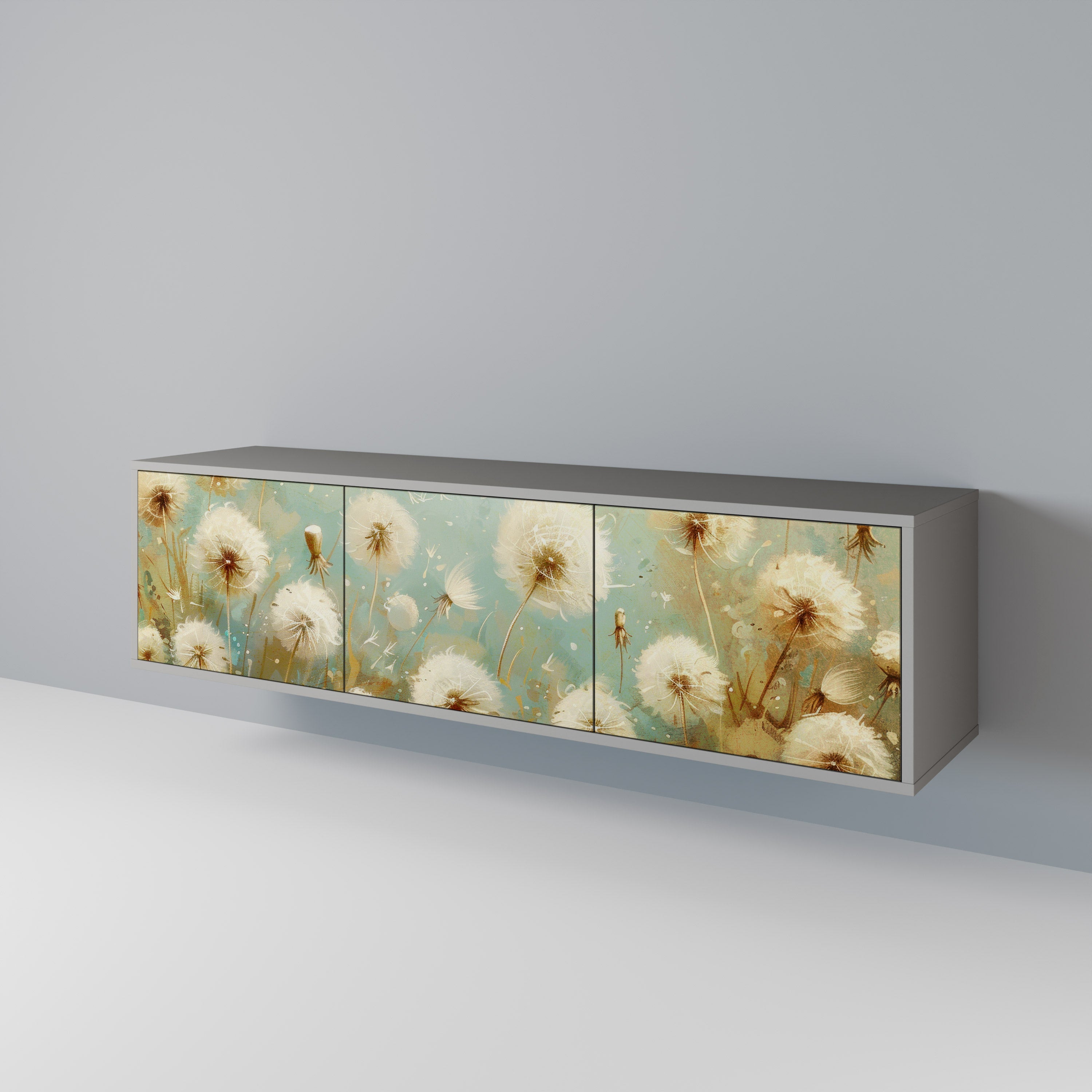 DREAMY MEADOW TV-Lowboard mit 3 Türen in Grau
