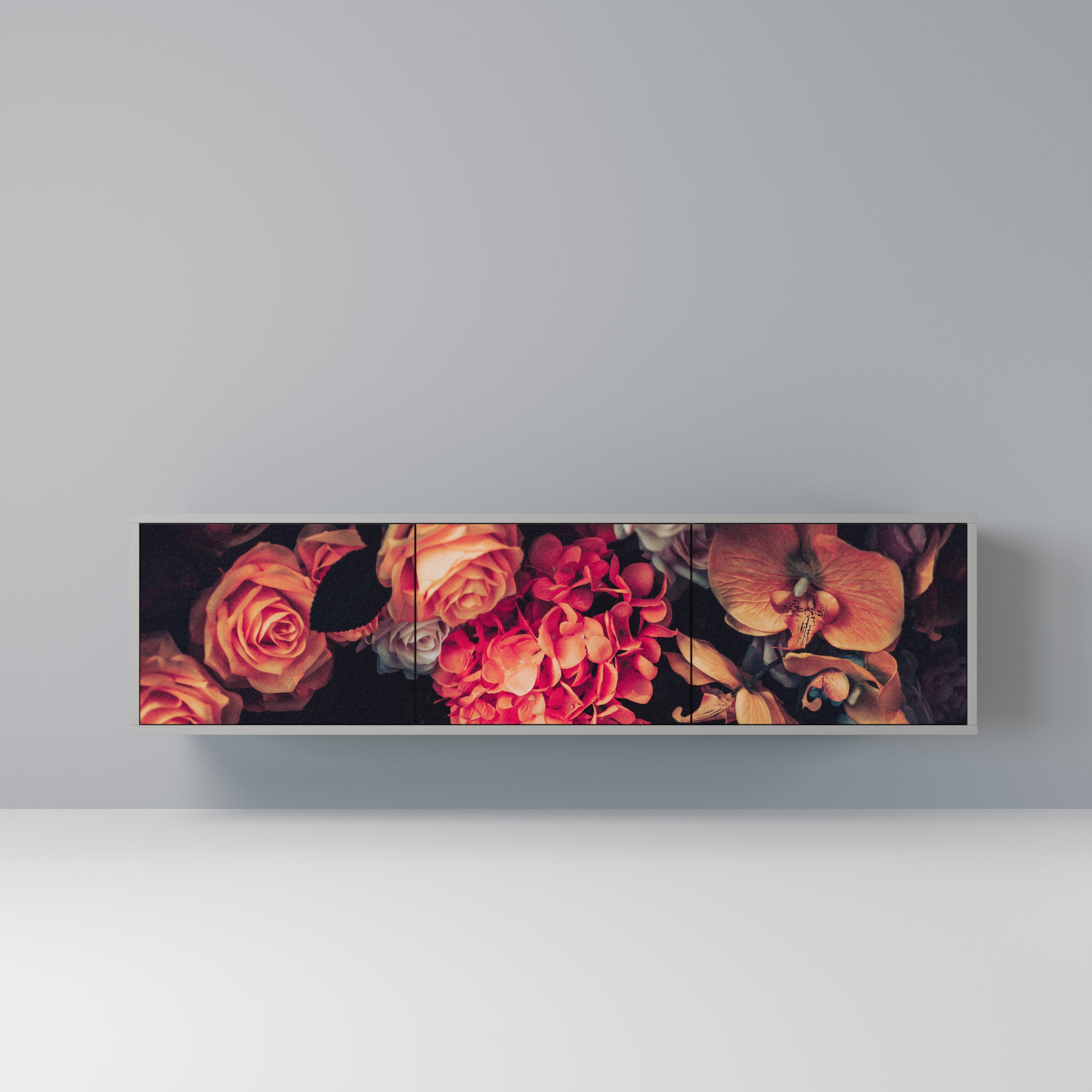 NEVERENDING BLOOM TV-Lowboard mit 3 Türen in Grau