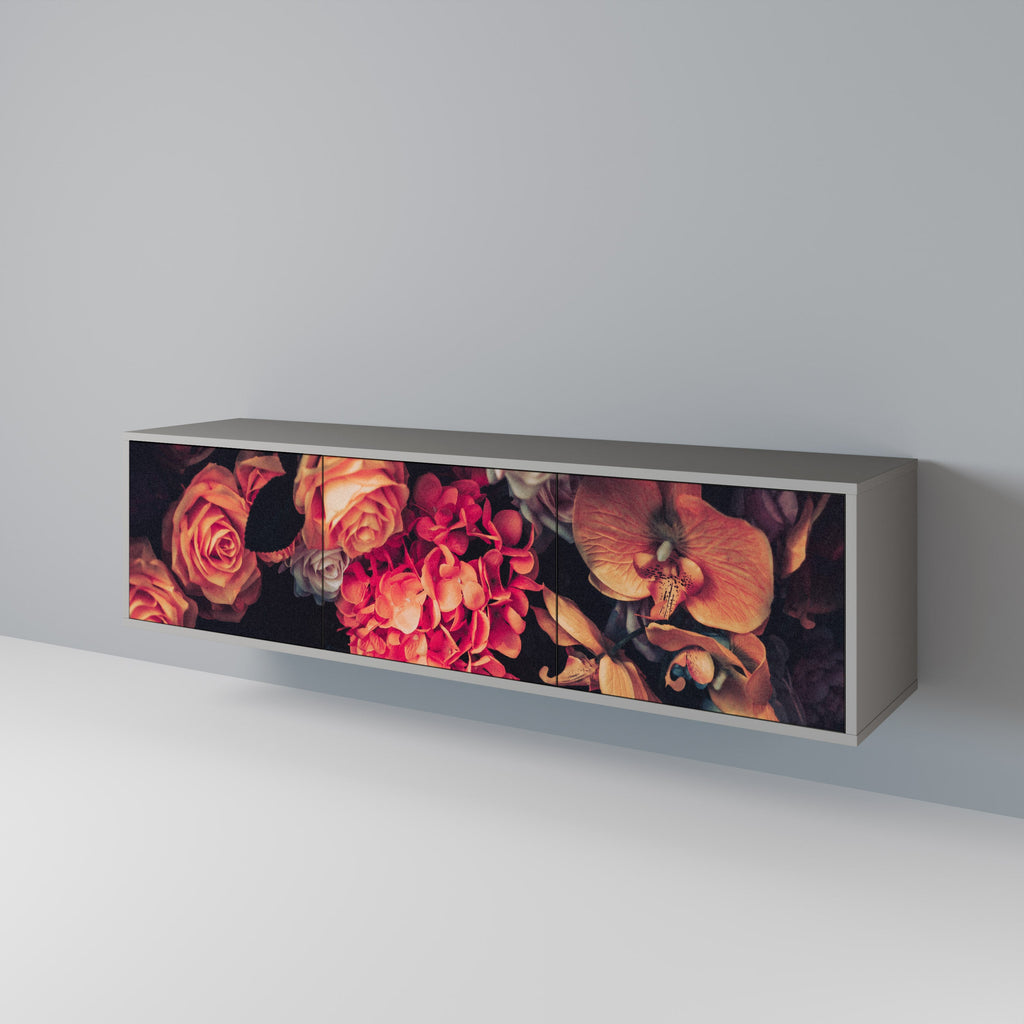 NEVERENDING BLOOM TV-Lowboard mit 3 Türen in Grau