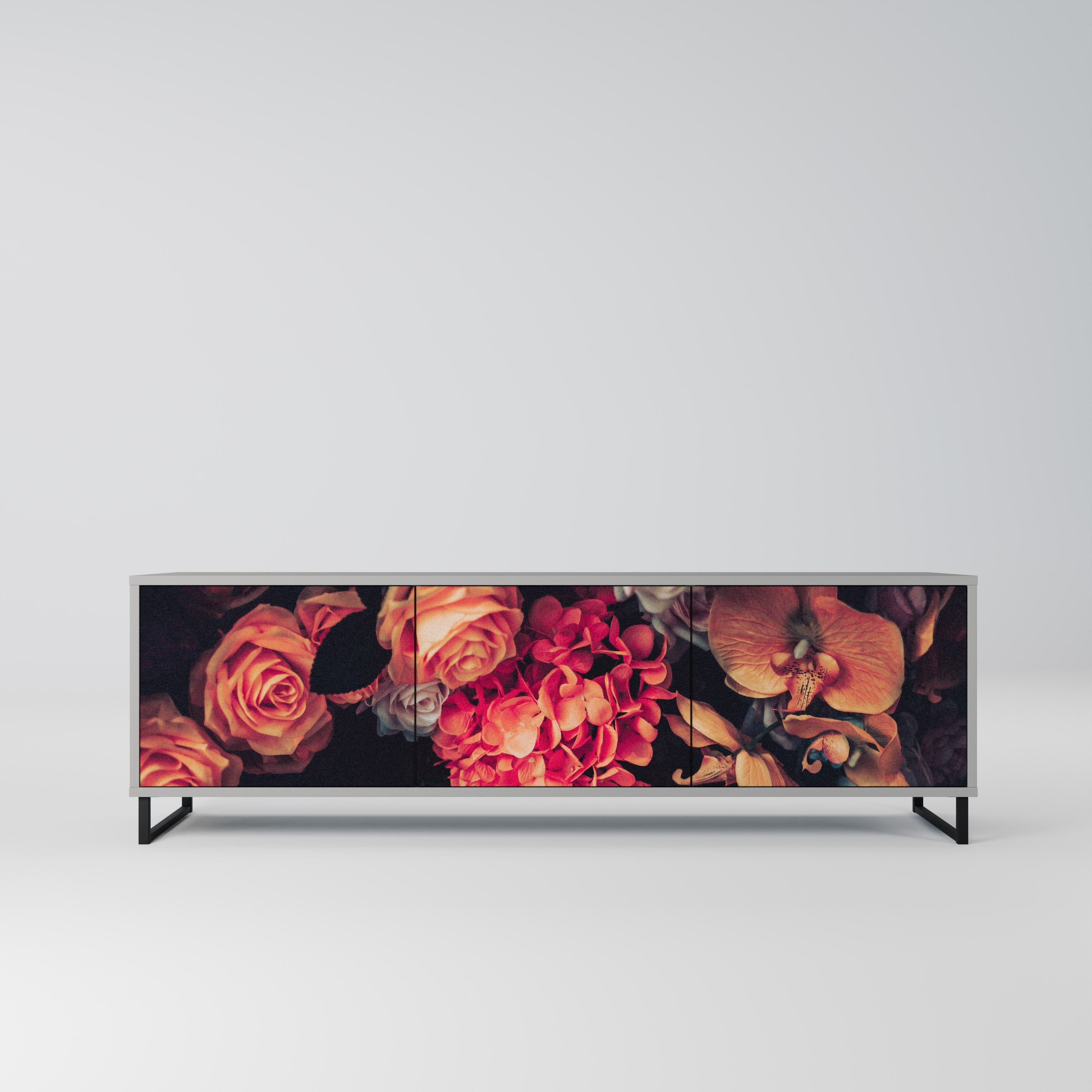 NEVERENDING BLOOM TV-Lowboard mit 3 Türen in Grau