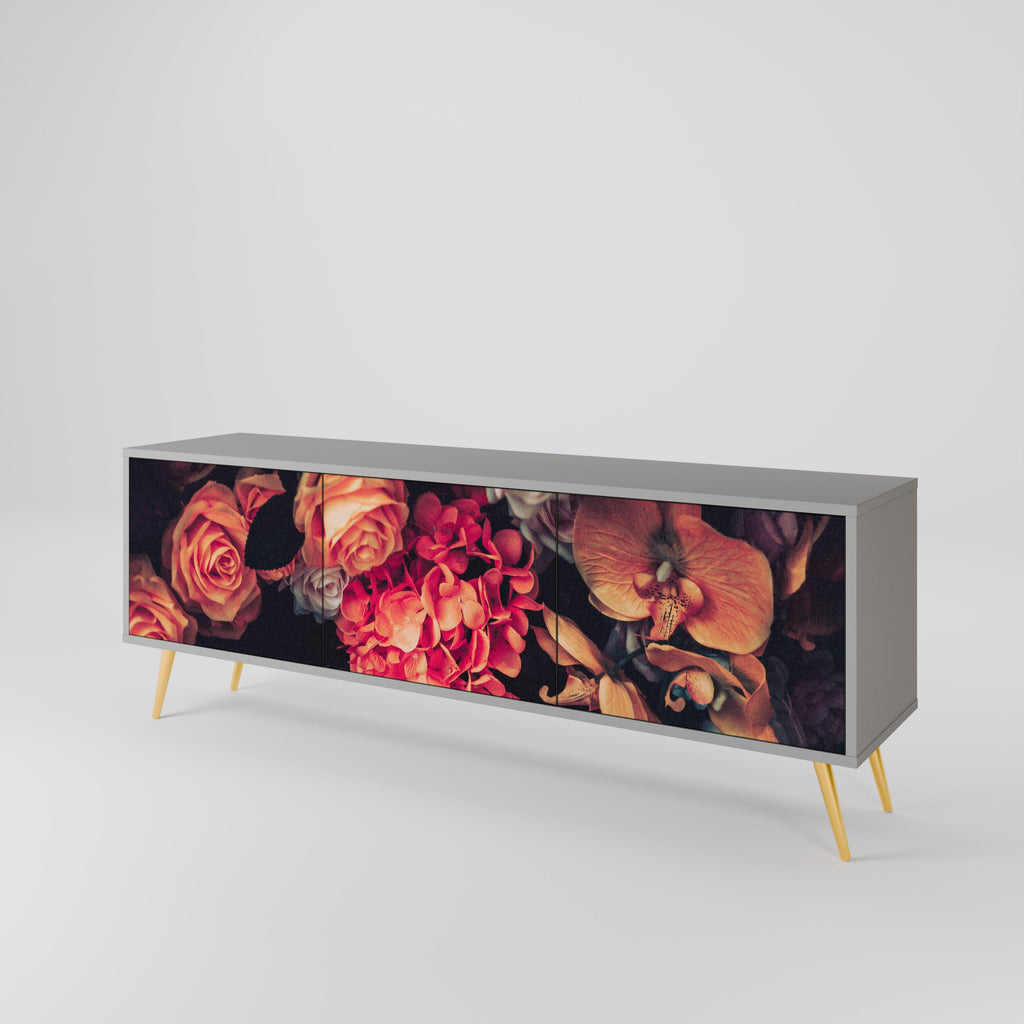 NEVERENDING BLOOM TV-Lowboard mit 3 Türen in Grau