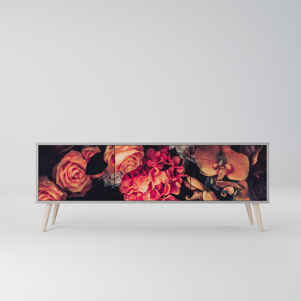 NEVERENDING BLOOM TV-Lowboard mit 3 Türen in Grau