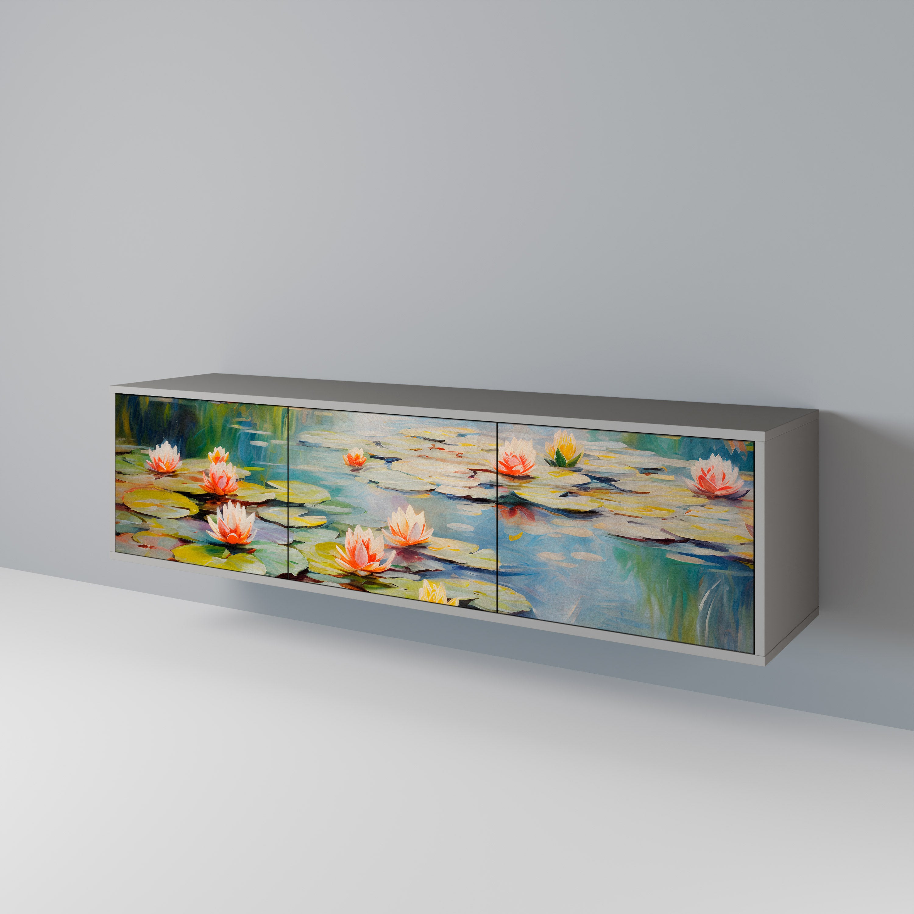 BLOOMING WATERS 3-Door TV Cabinet