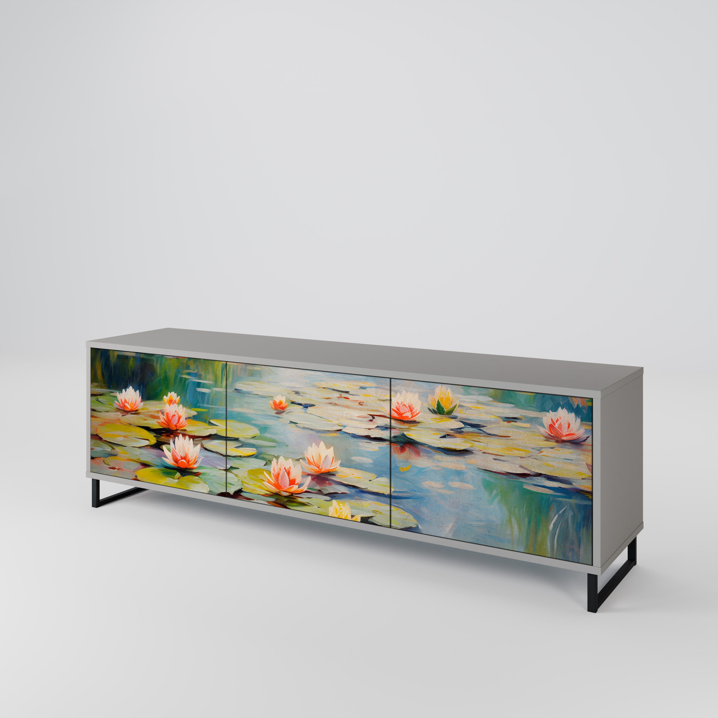 BLOOMING WATERS 3-Door TV Cabinet