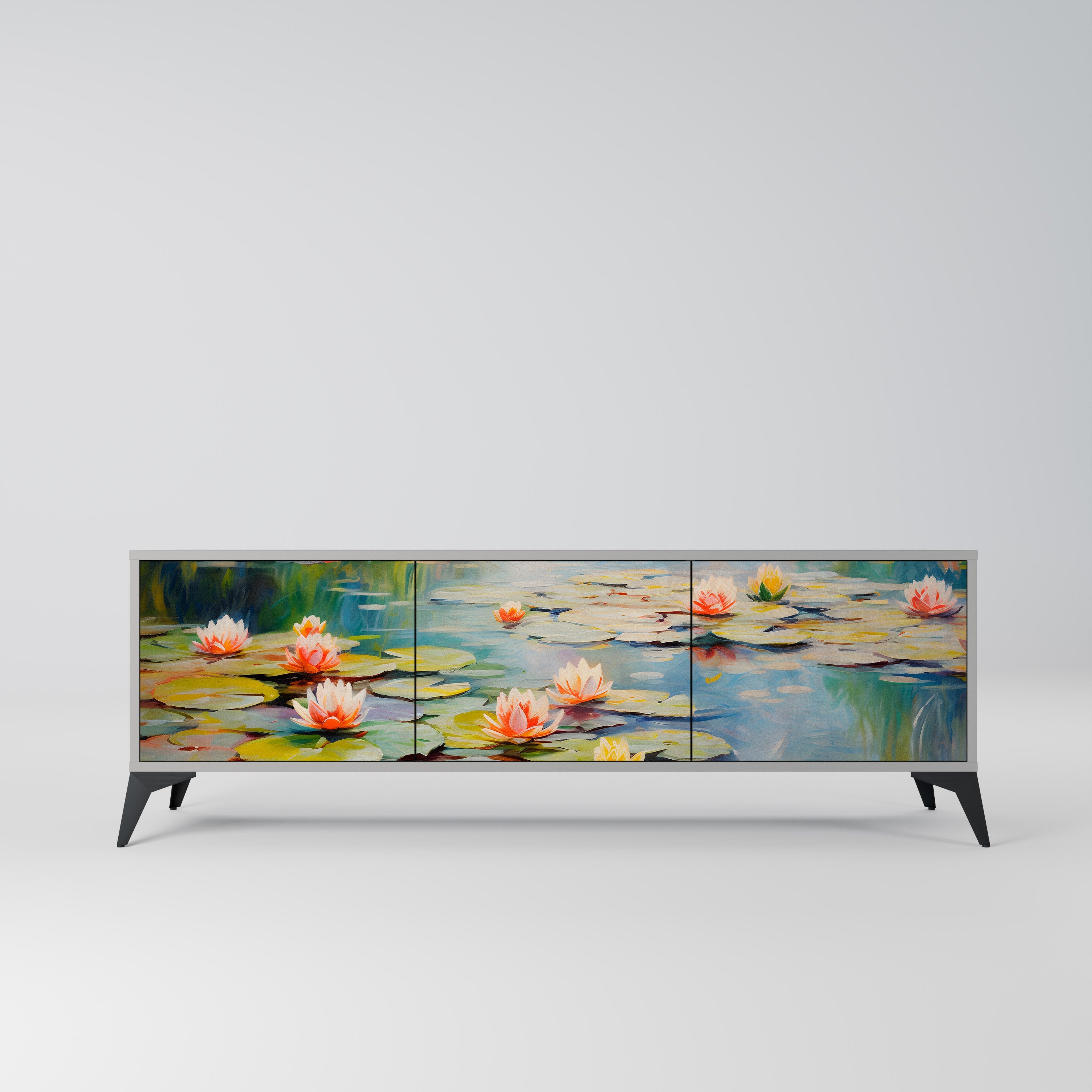 BLOOMING WATERS TV-Lowboard mit 3 Türen in Grau