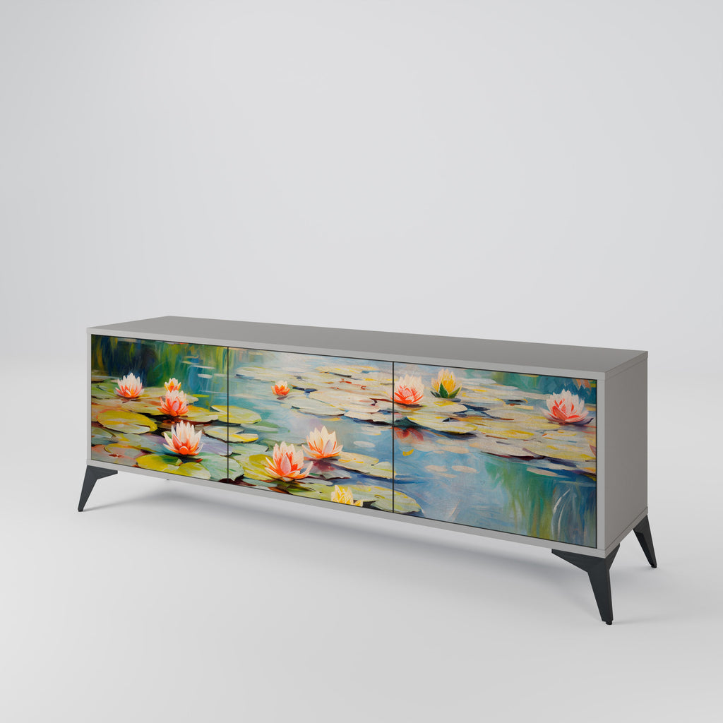 BLOOMING WATERS TV-Lowboard mit 3 Türen in Grau