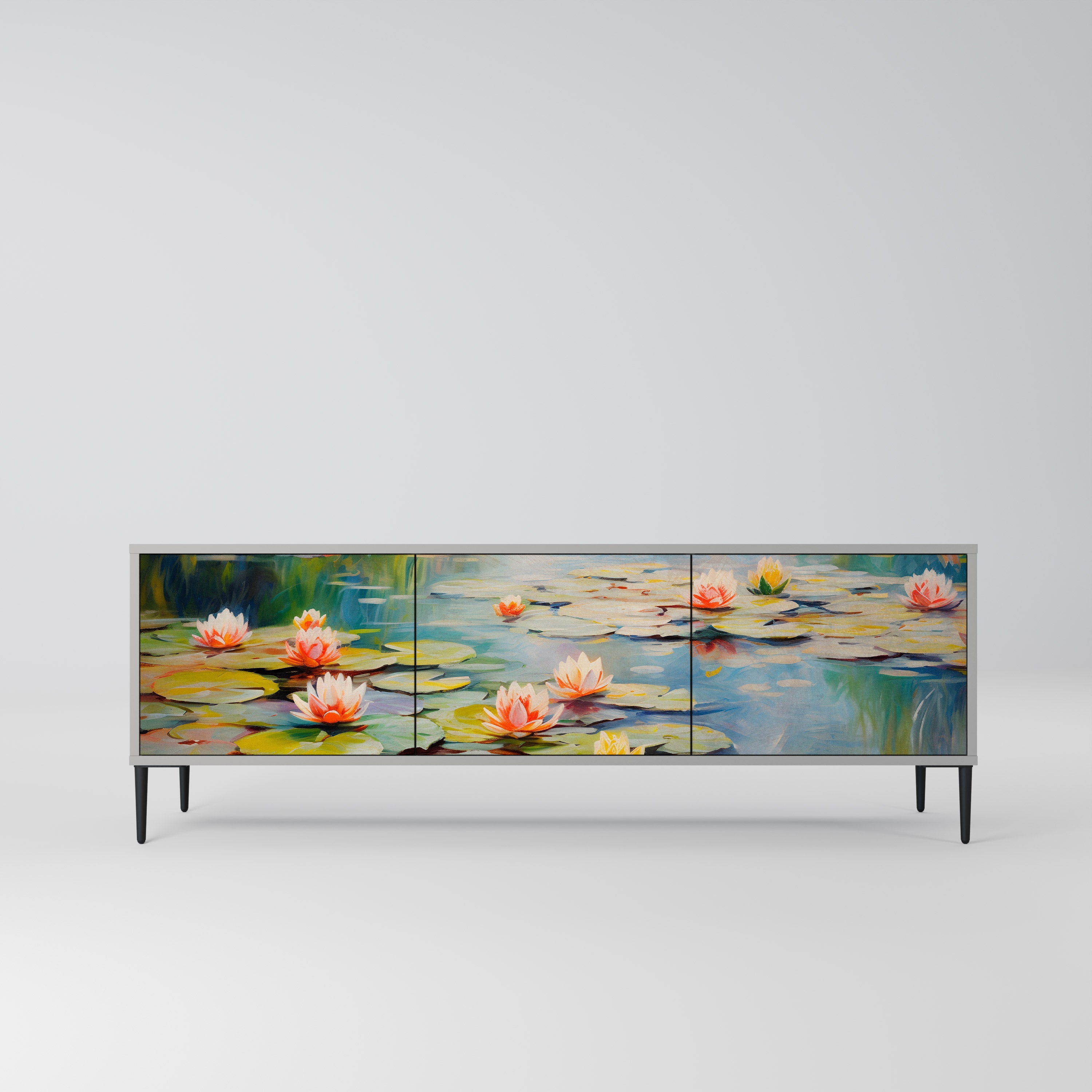 BLOOMING WATERS TV-Lowboard mit 3 Türen in Grau