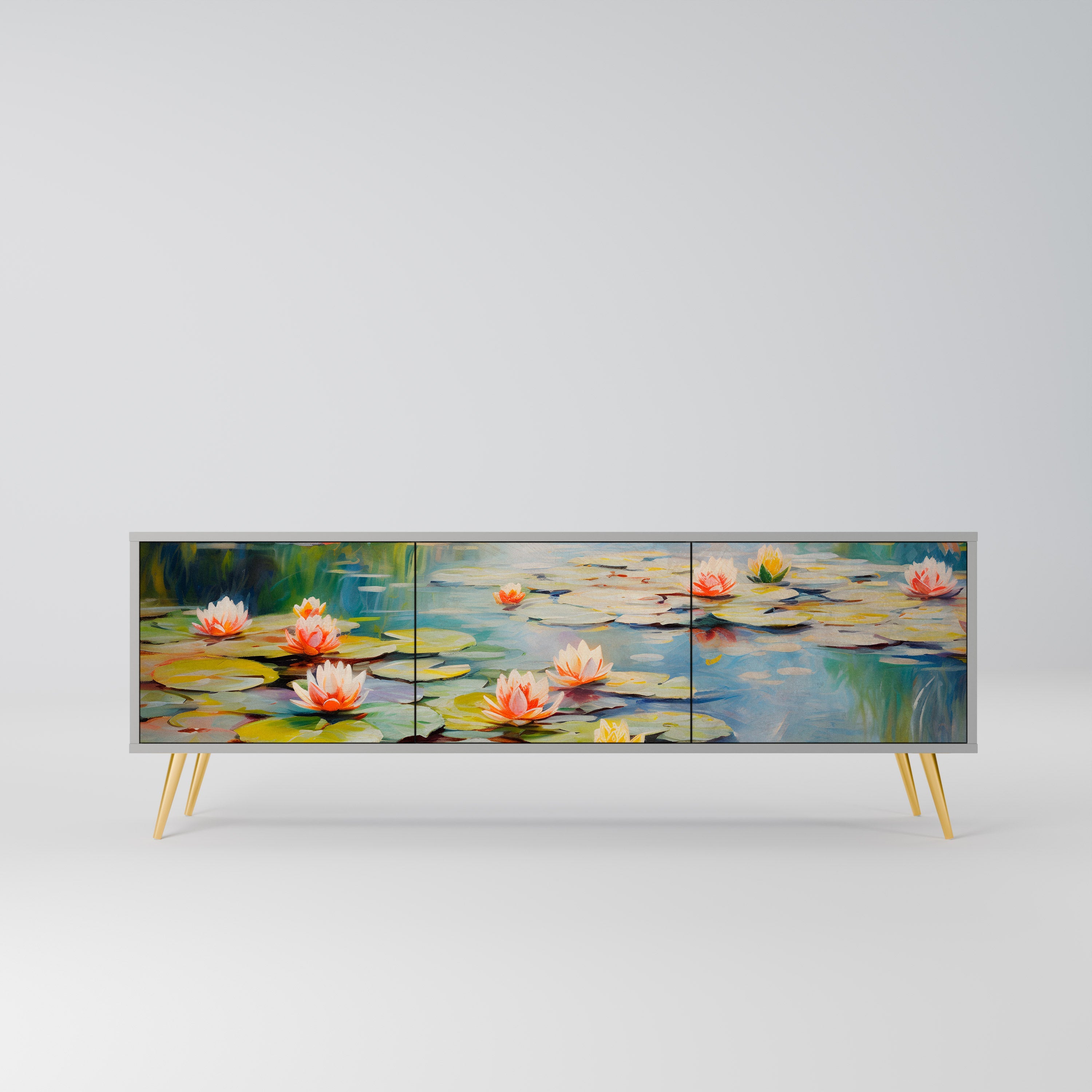 BLOOMING WATERS TV-Lowboard mit 3 Türen in Grau