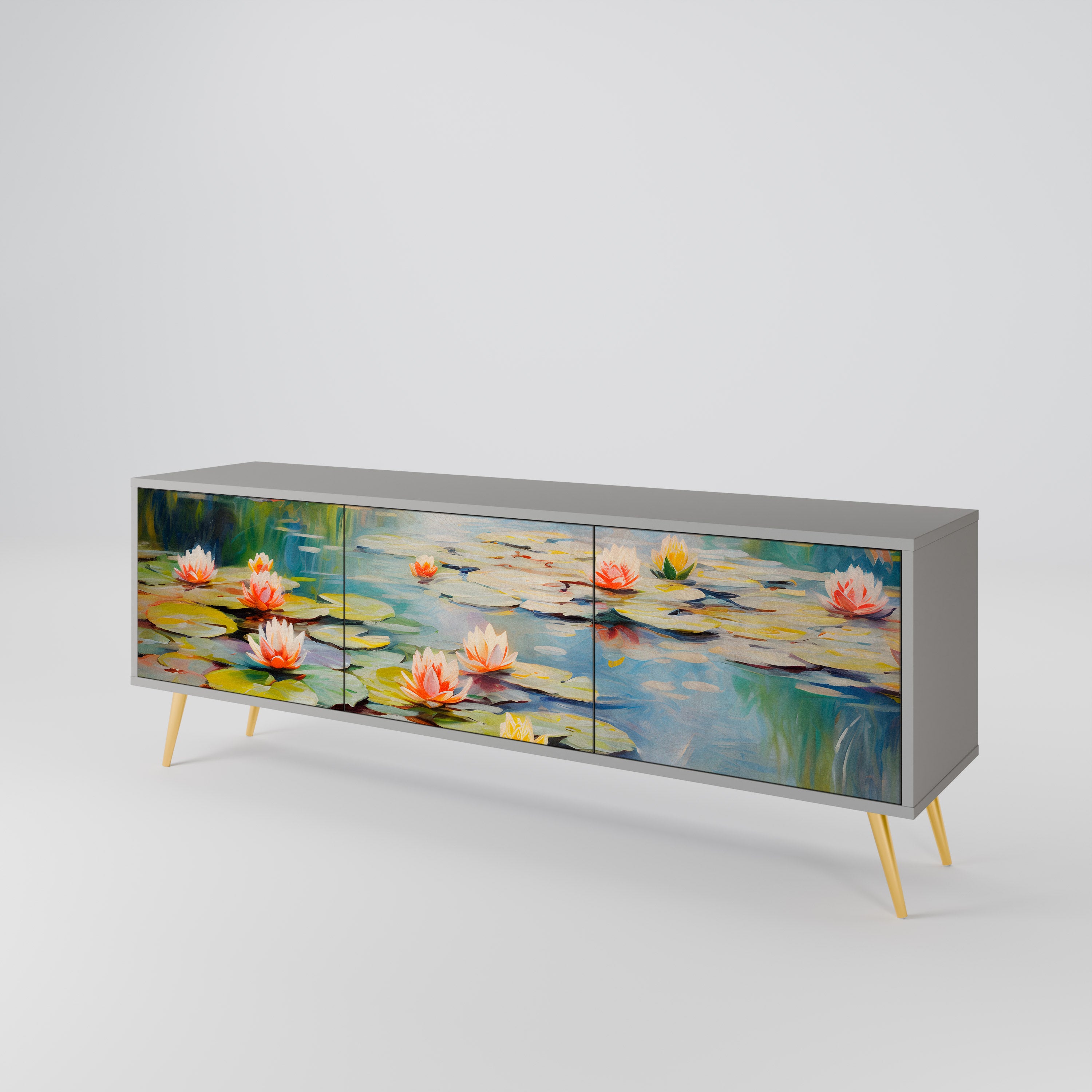 BLOOMING WATERS 3-Door TV Cabinet