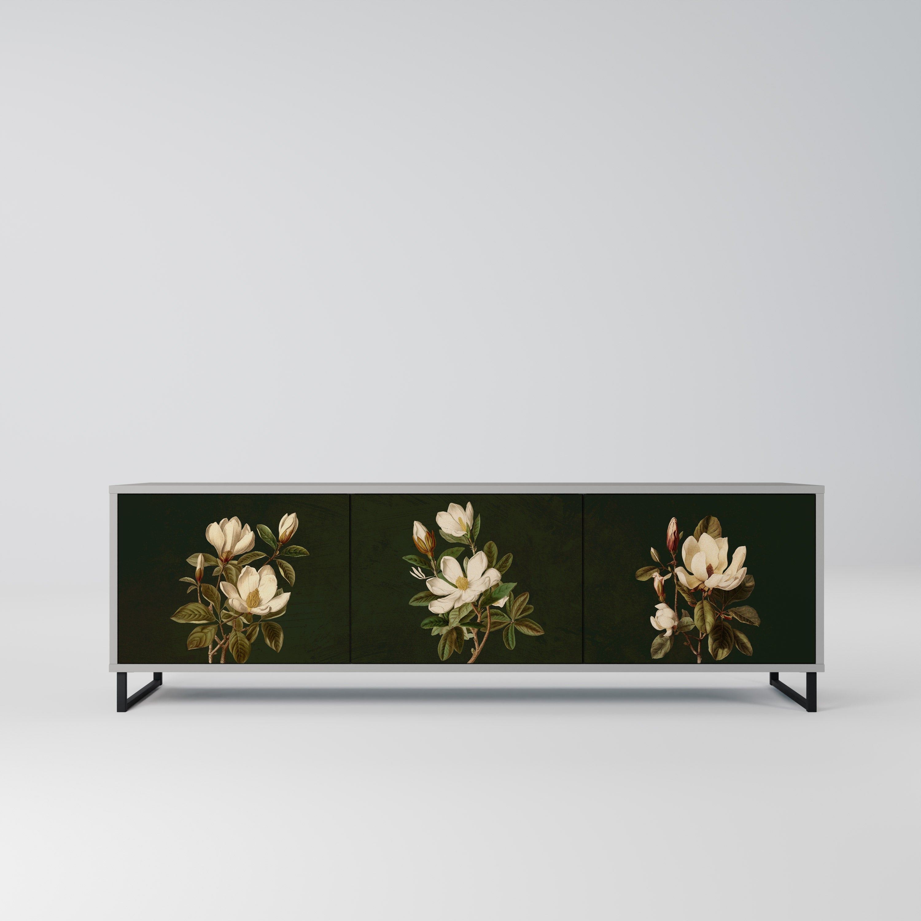 FLORAL NOIR TV-Lowboard mit 3 Türen in Grau