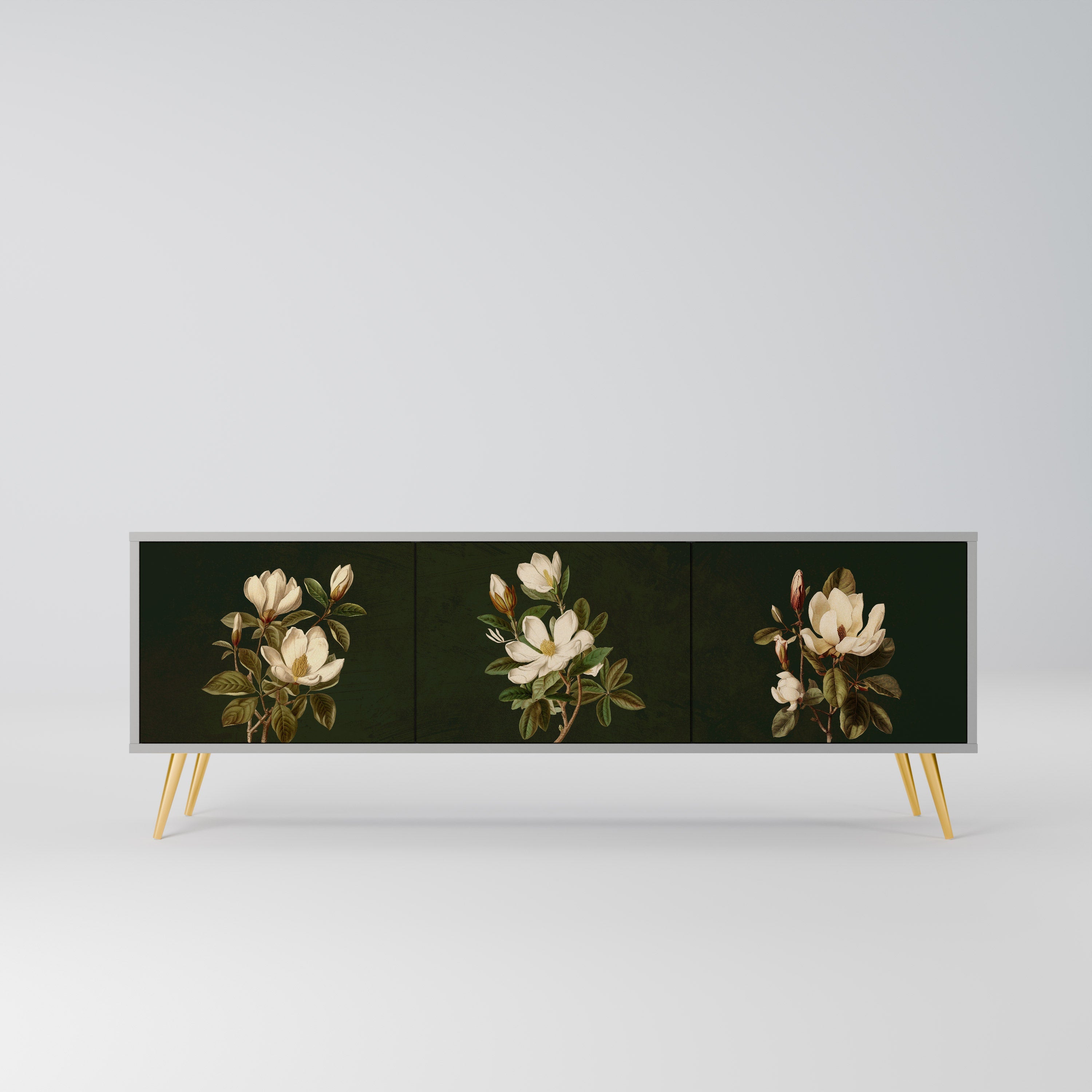 FLORAL NOIR TV-Lowboard mit 3 Türen in Grau