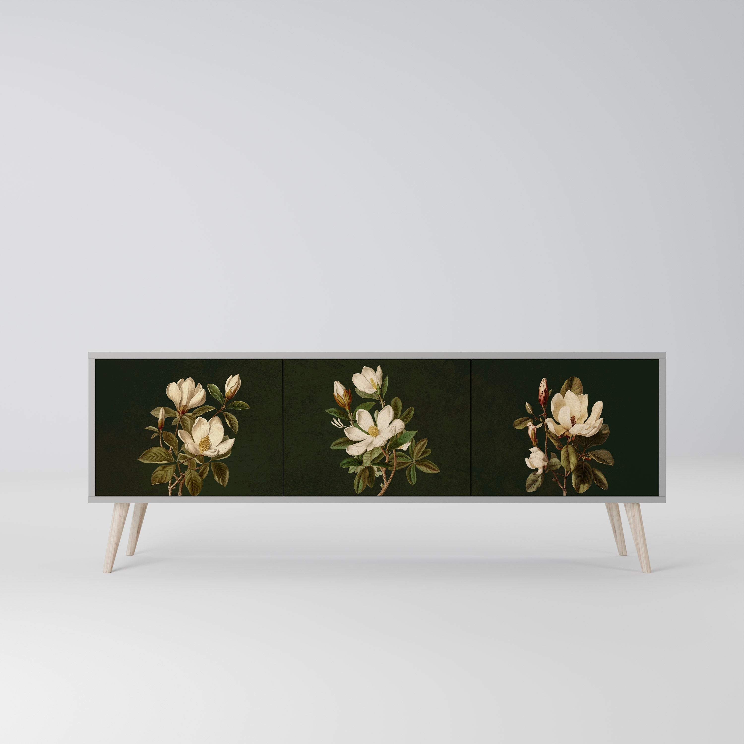 FLORAL NOIR TV-Lowboard mit 3 Türen in Grau