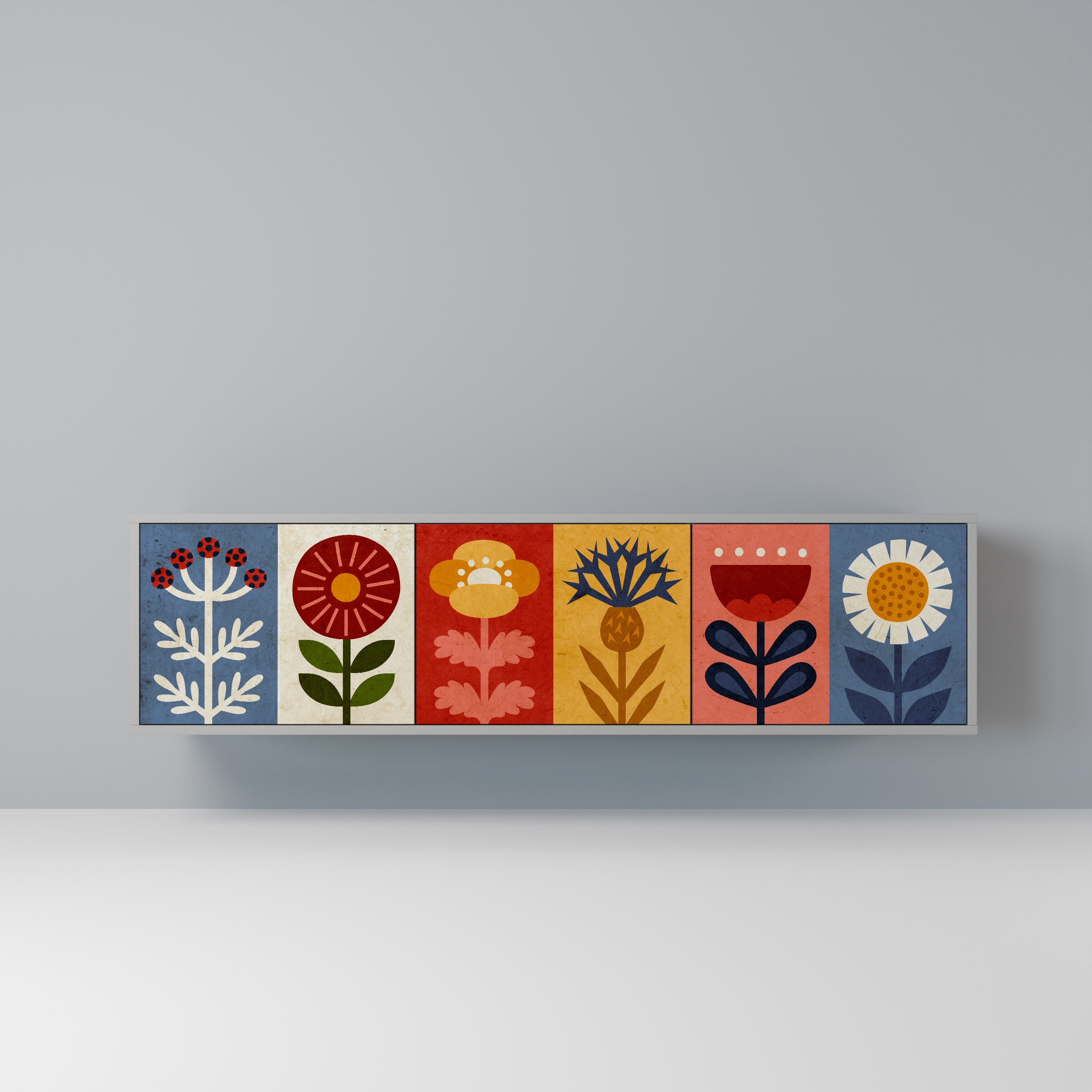 SCANDIC FLOWERET TV-Lowboard mit 3 Türen in Grau