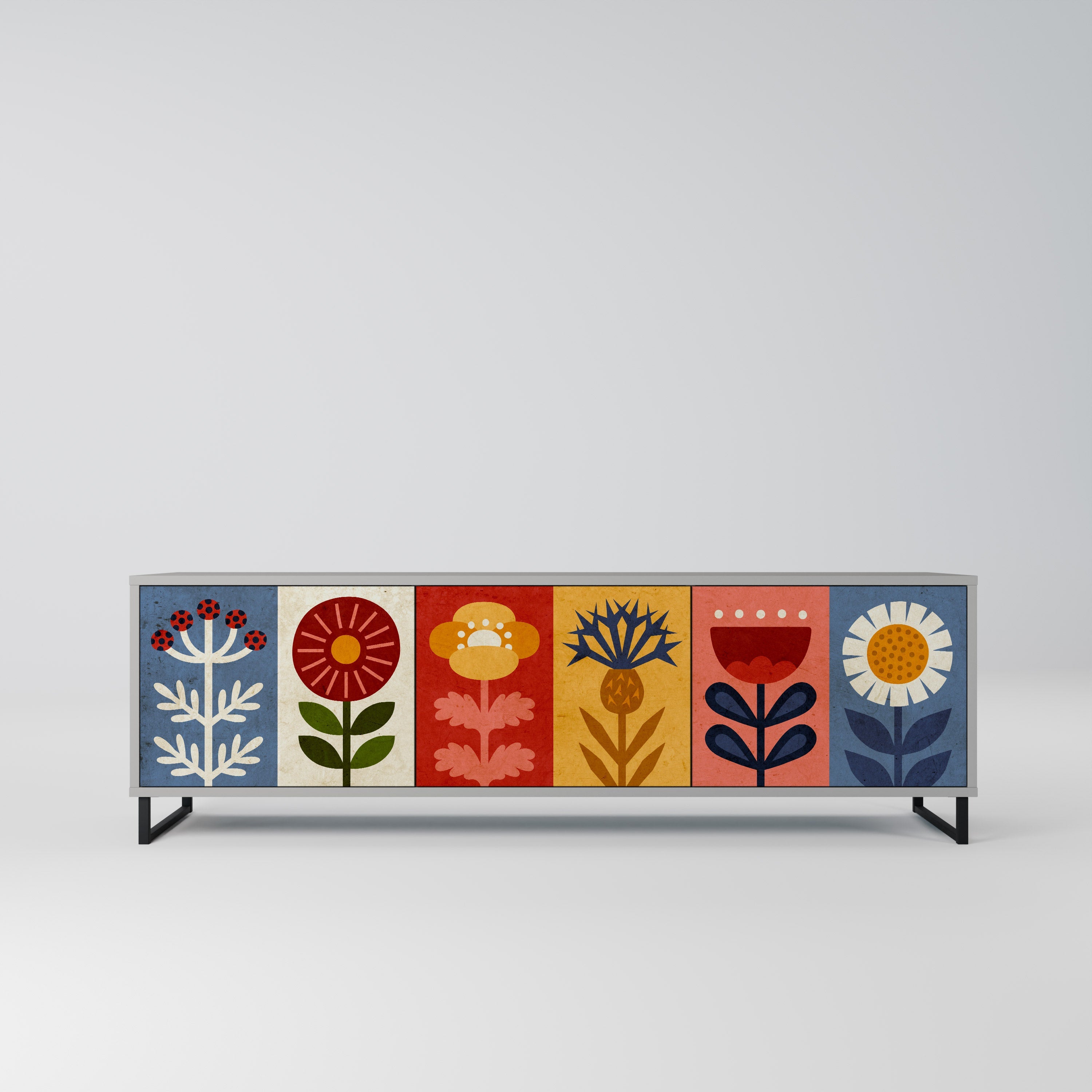 SCANDIC FLOWERET TV-Lowboard mit 3 Türen in Grau