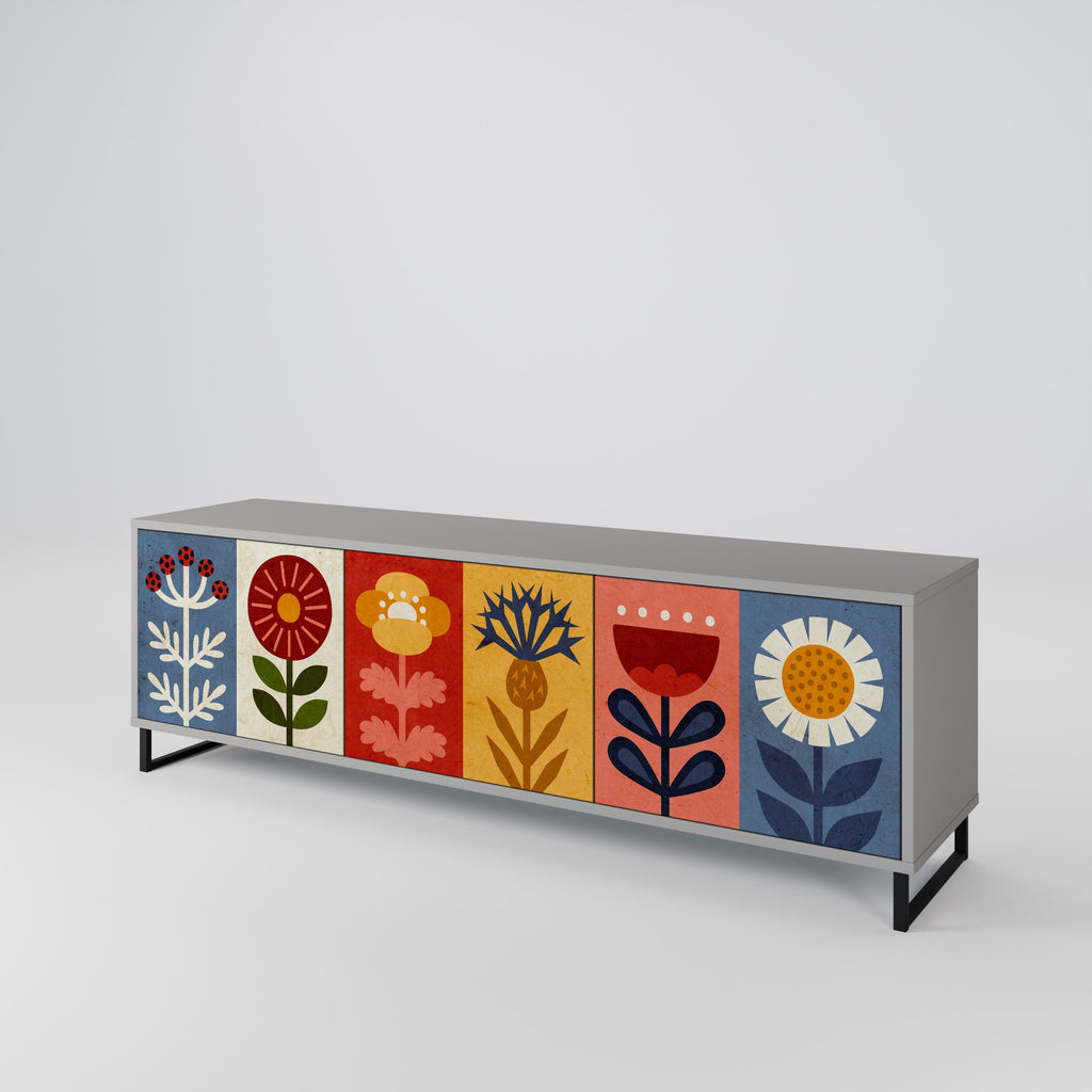 SCANDIC FLOWERET TV-Lowboard mit 3 Türen in Grau