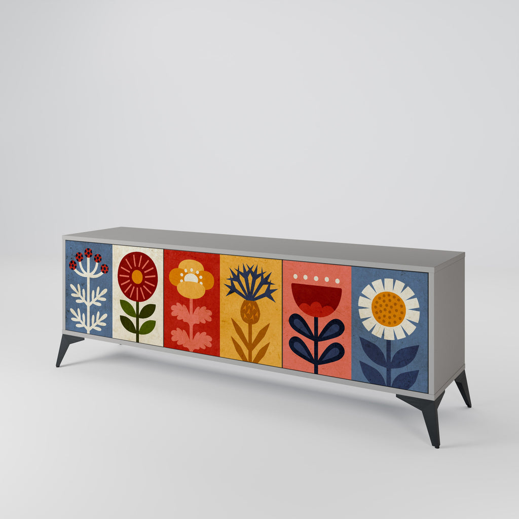 SCANDIC FLOWERET TV-Lowboard mit 3 Türen in Grau