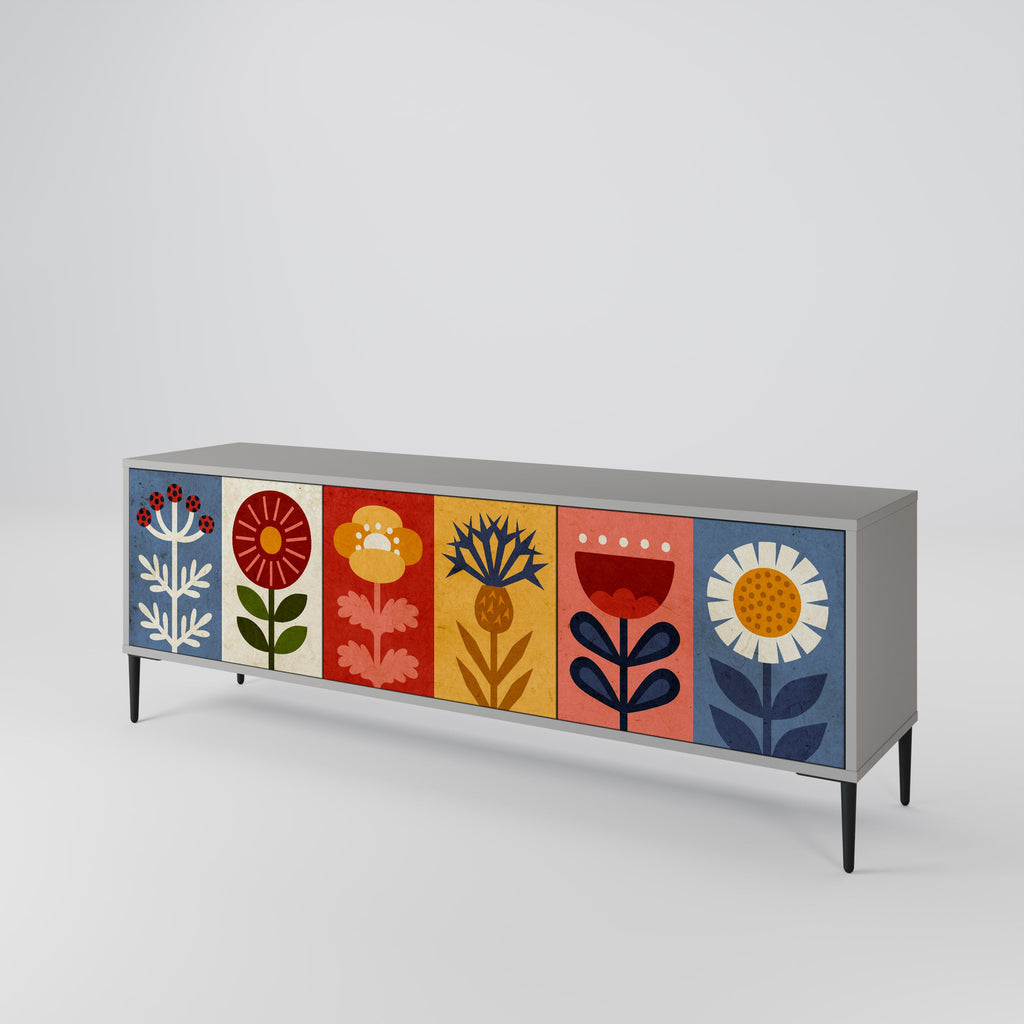 SCANDIC FLOWERET TV-Lowboard mit 3 Türen in Grau