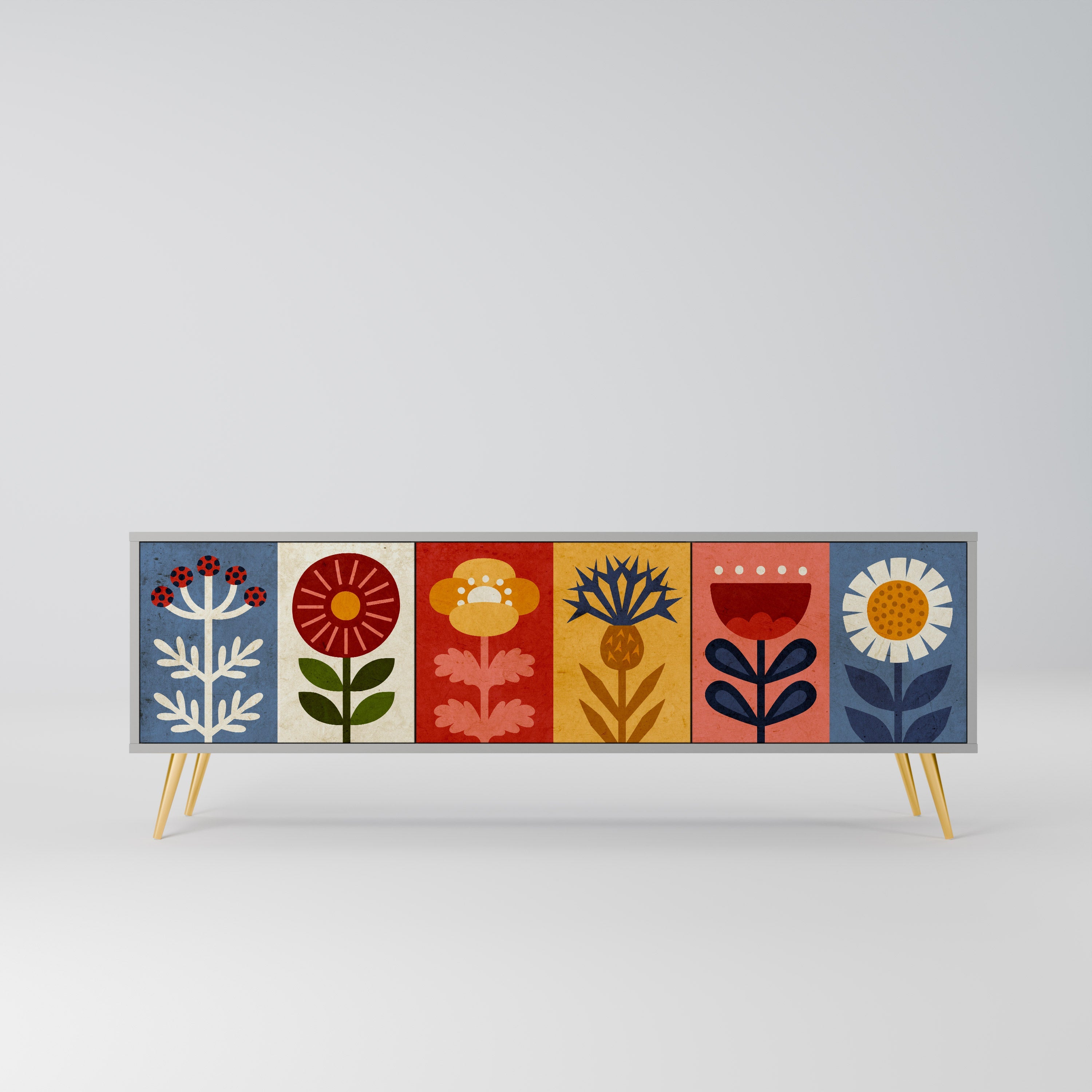 SCANDIC FLOWERET TV-Lowboard mit 3 Türen in Grau