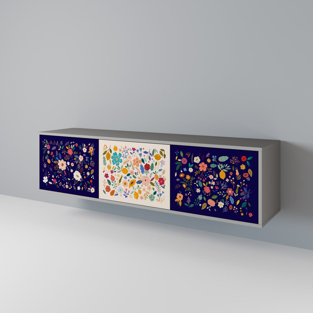 FLORAL COMBINATION TV-Lowboard mit 3 Türen in Grau