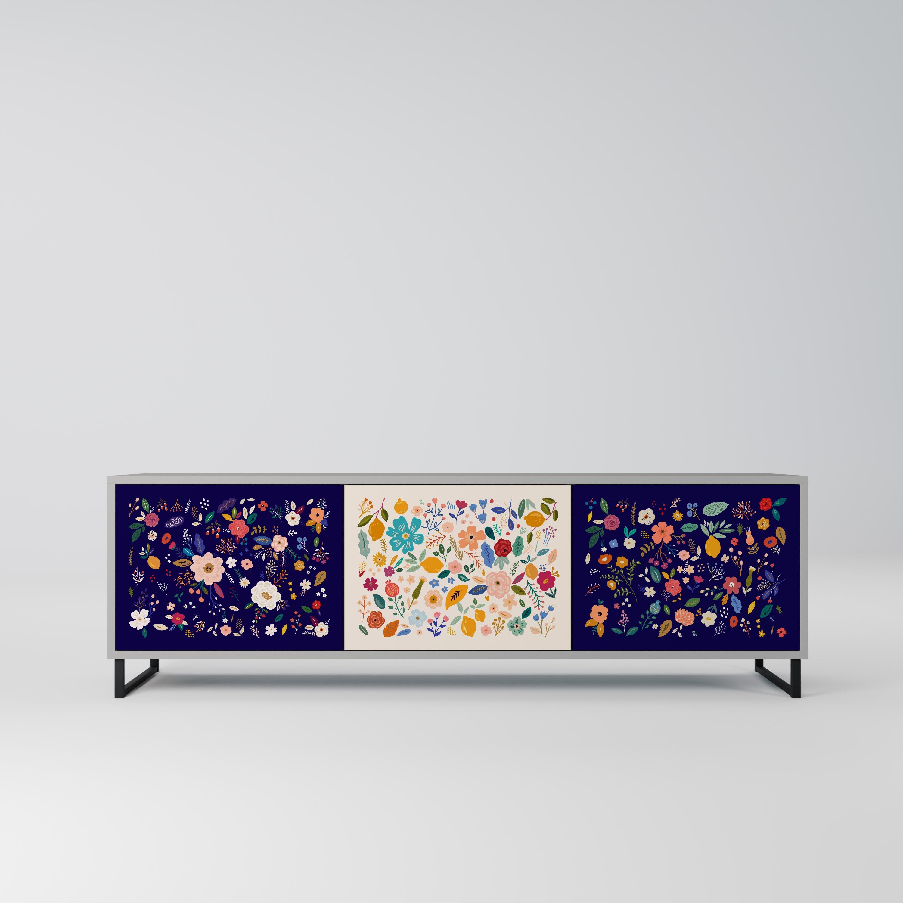 FLORAL COMBINATION TV-Lowboard mit 3 Türen in Grau
