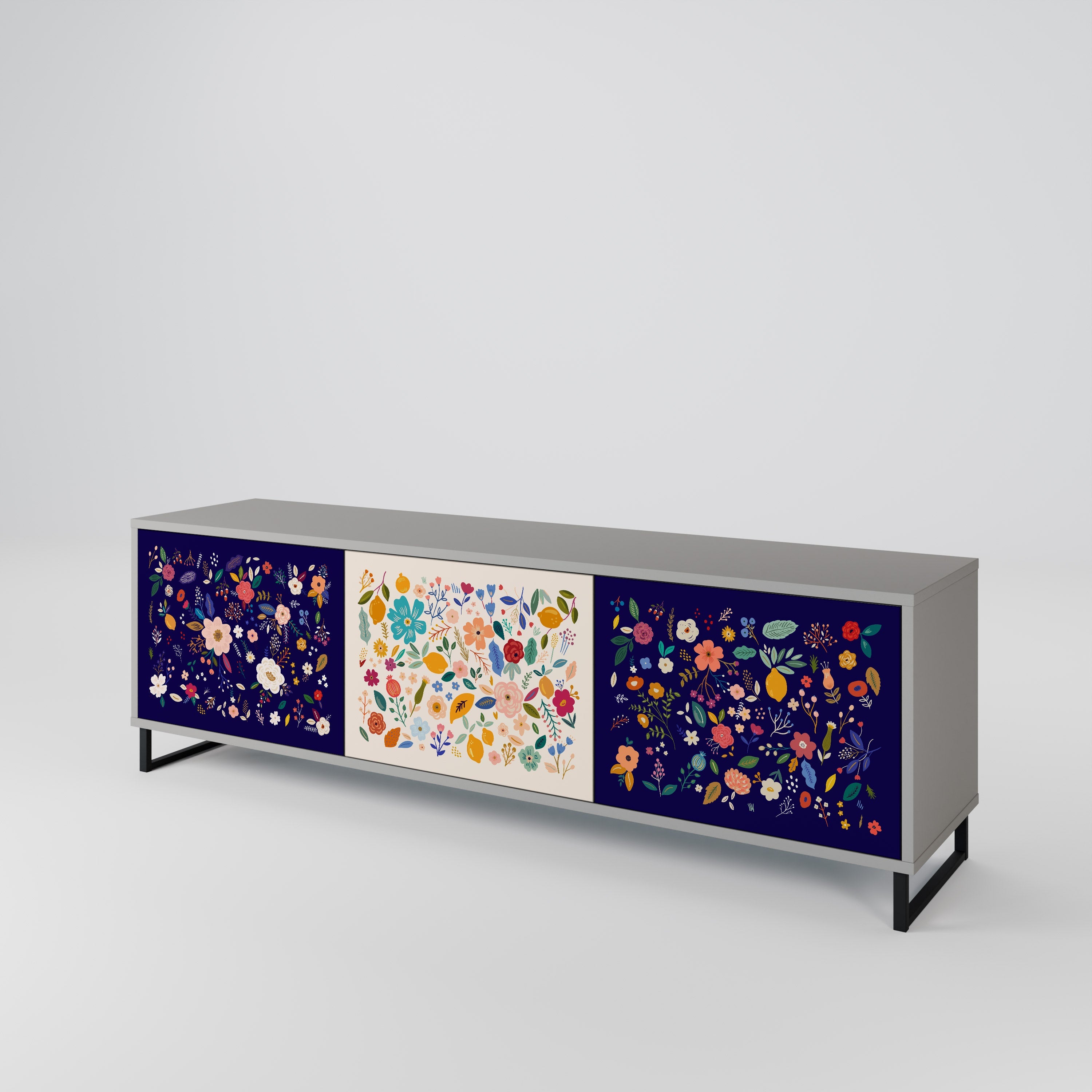 FLORAL COMBINATION TV-Lowboard mit 3 Türen in Grau